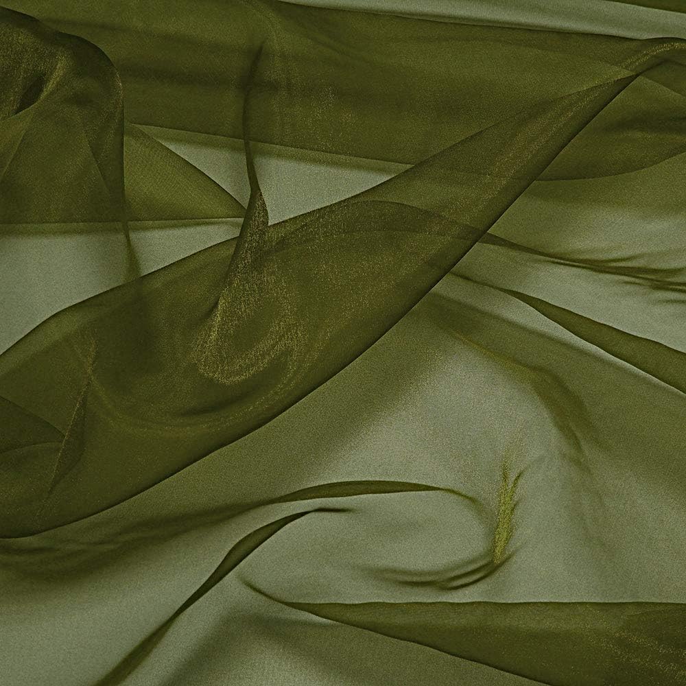 VDS Olive Green Organza Fabric, 60 Yards Continuous, 45” Wide, Wedding Party Decoration Iridescent Crystal Sheer Shiny Organza Tulle Bridal Dress DIY Crafts Costume Sewing Backdrop Arch Cloth