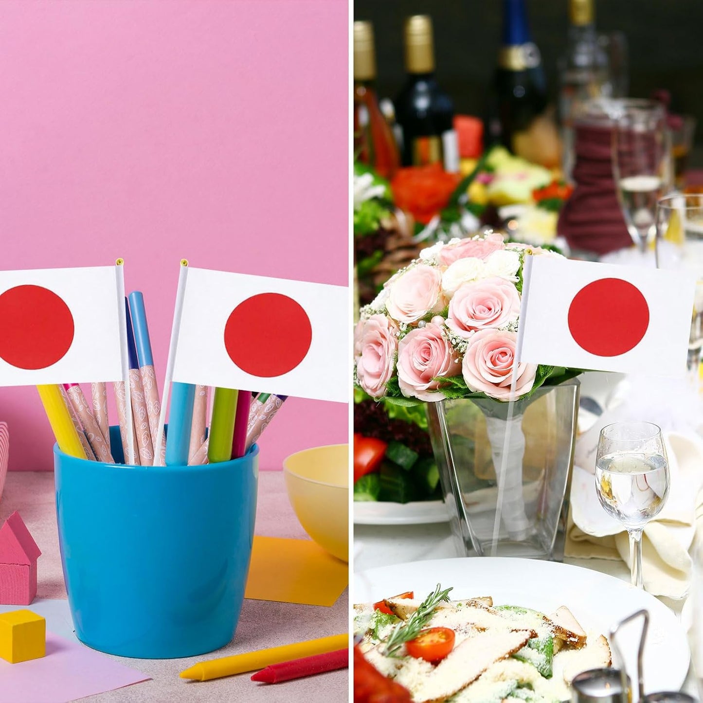 Japan Flag Japanese Flag, Small Mini Handheld Japan Flags on Stick, Ideal for Party Parades Sports Events Patriotic Festival Decorations