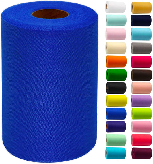 Royal Blue Tulle Fabric Rolls 6 Inch by 100 Yards (300 feet) Fabric Spool Tulle Ribbon for DIY Royal Blue Tutu Bow Baby Shower Birthday Party Wedding Decorations Christmas Craft Supplies