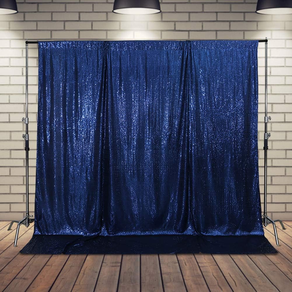 SquarePie Sequin Backdrop Curtain Not See Through Thick Background for Party 5FT x 7FT Navy Blue