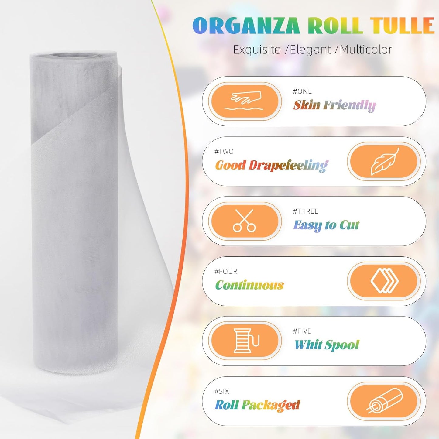 Crystal Organza Fabric Tulle 11 Inch by 50 Yards Sheer Tulle Rolls for DIY Craft Wedding Party Baby Shower Decor Gift Wrapping Party Supplies (Grey)