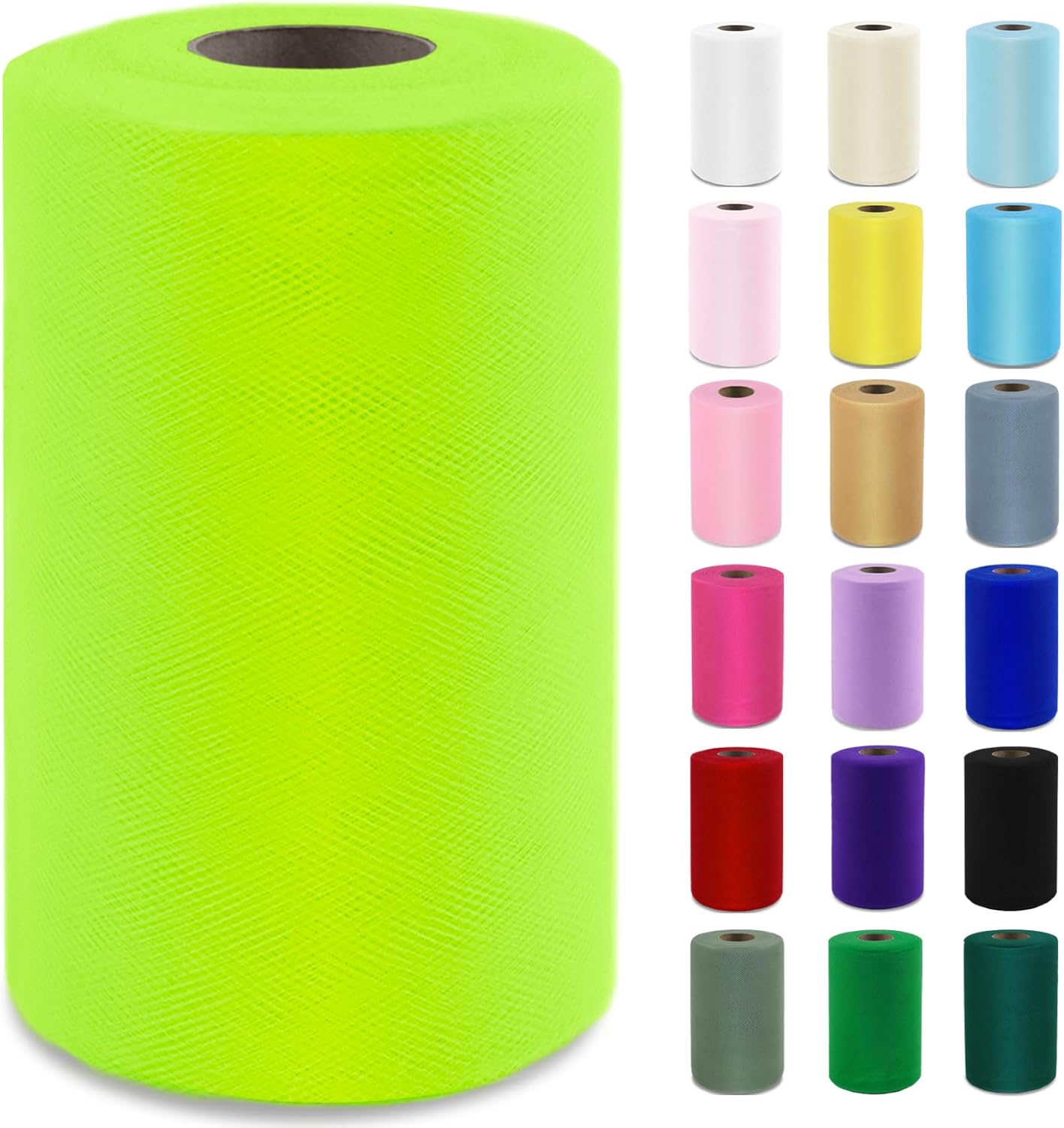 Spring Green Tulle Fabric Roll 6” x 100 Yards (300 ft) – Soft Tulle Spool for DIY Crafting, Halloween Costumes, Tutus, Wedding, Party Decorations & Gift Wrapping