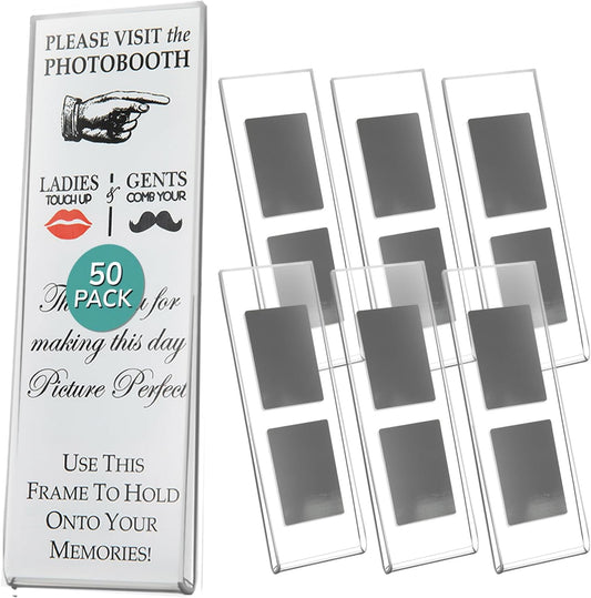pbf PHOTO BOOTH FRAMES 2x6 Magnetic Picture Frames for Refrigerator | 2 x 6 Clear Magnetic Acrylic Frames for Photo Strips | Magnetic Photo Holders for Fridge, Locker, Sign Holder (50-Pack)