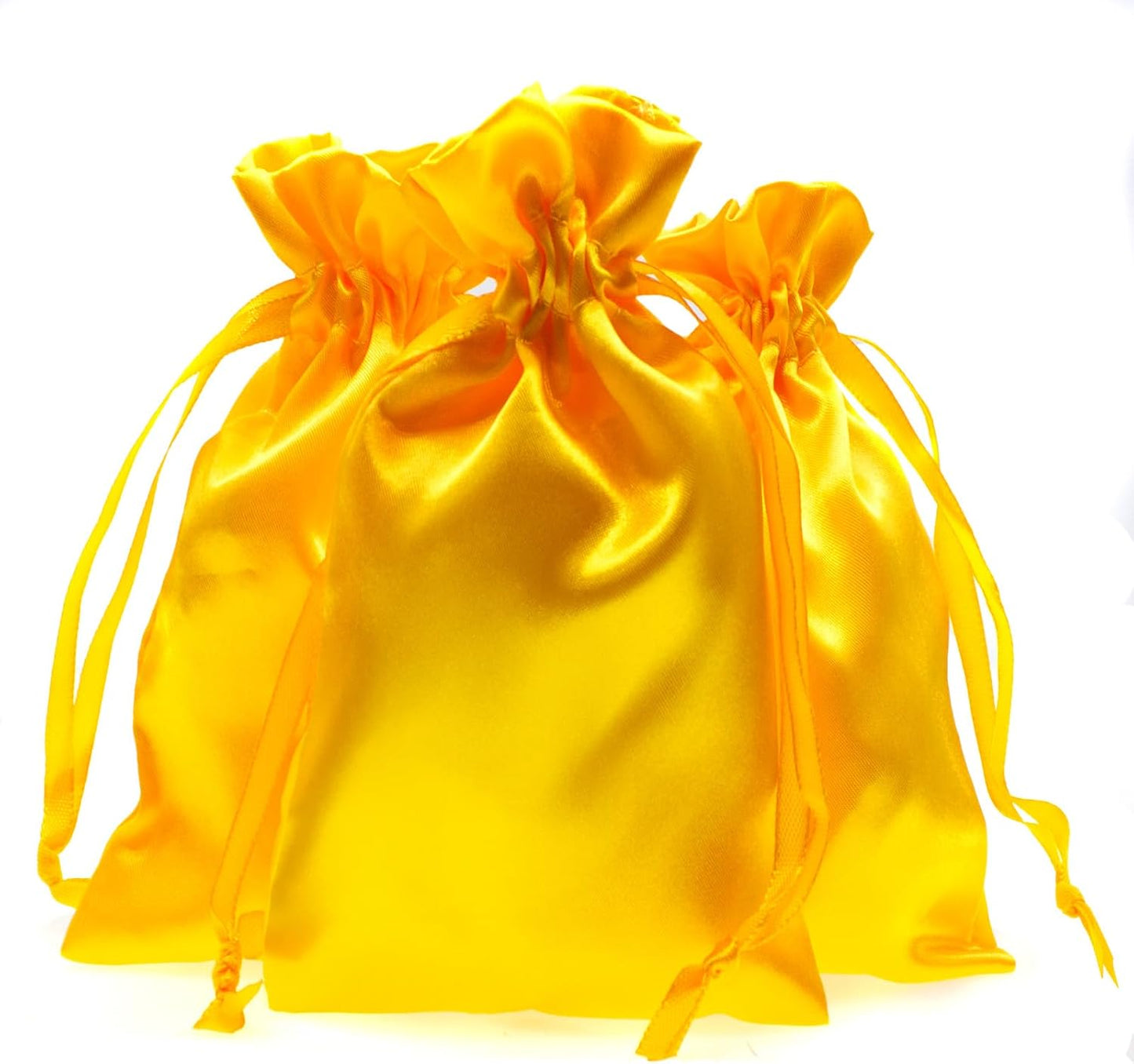 Knitial 4" x 6" Golden Yellow Satin Gift Bags, Jewelry, Wedding Favor Drawstring Bags Baby Shower Christmas 50 Count