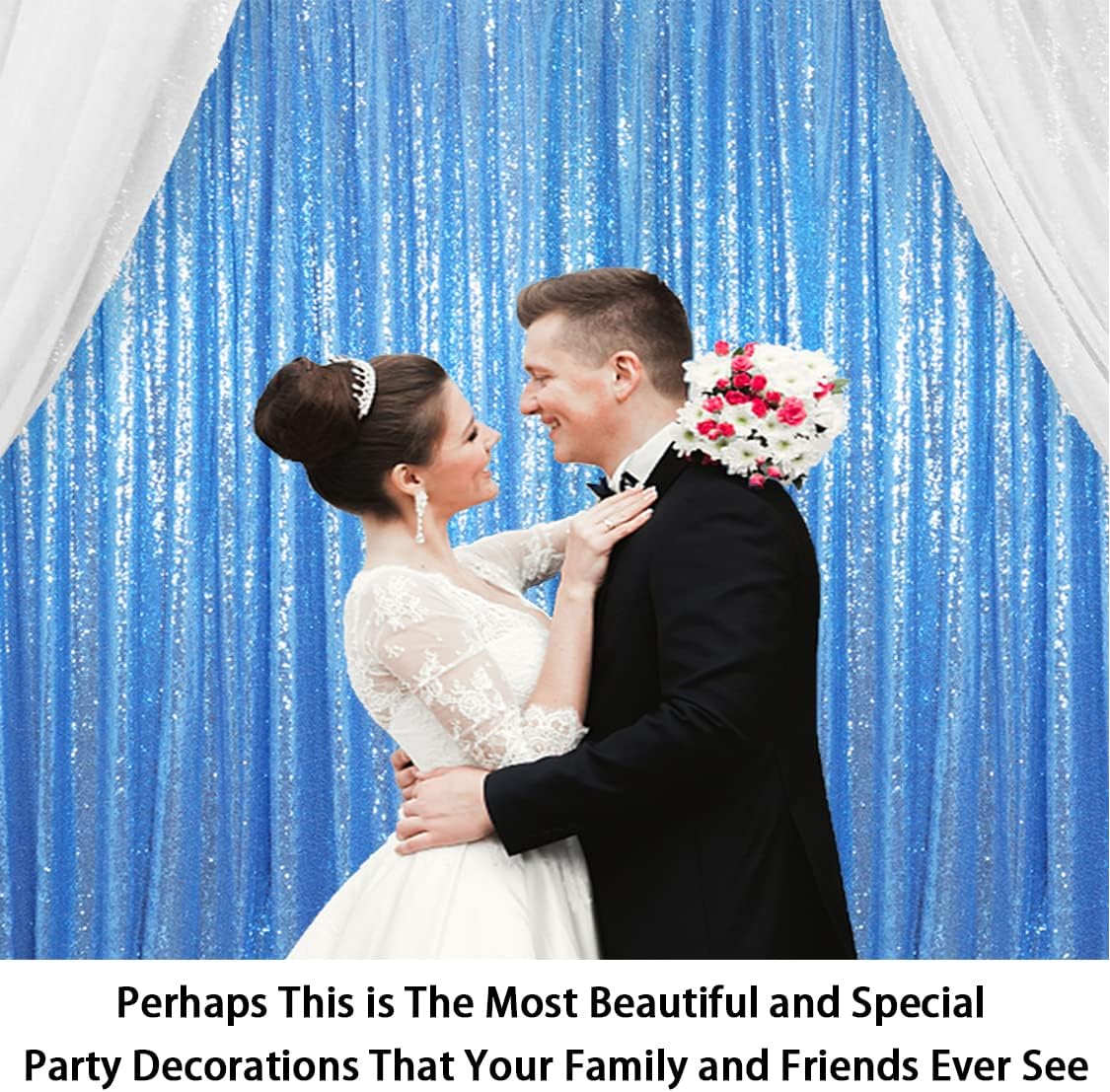 ShinyBeauty Sequin Curtains 2 Panels Baby Blue 4x10ft Shimmer Sequin Backdrop Curtain Sparkly Photography Background Drapes for Parties Wedding Bridal Showers Baby Blue Sequin Backdrop Curtain