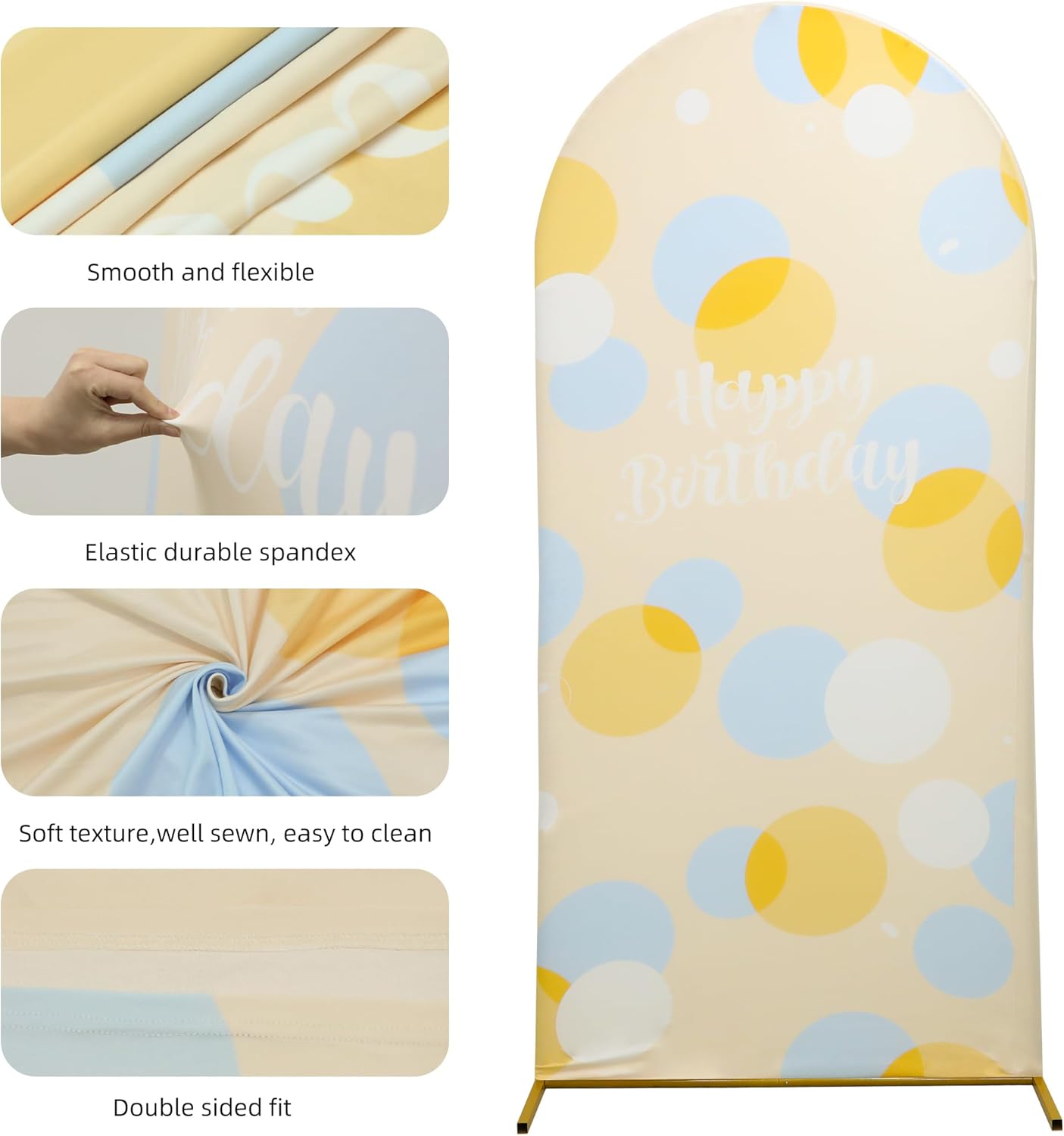 Wedding Arch Cover 7.2FT 6.6FT 6FT Spandex Arch Backdrop Cover Stretchy Backdrop for Wedding Birthday Party Decoration Baby Shower