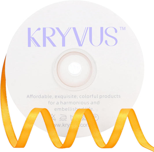 Yellow Satin Ribbon 1/4 inch X Continuous 50 Yards, Single Face Polyester Ribbon Perfect for Gift Wrapping, Flower Bouquet, Wedding Decor, Crafts, Bow Making, Sewing and More