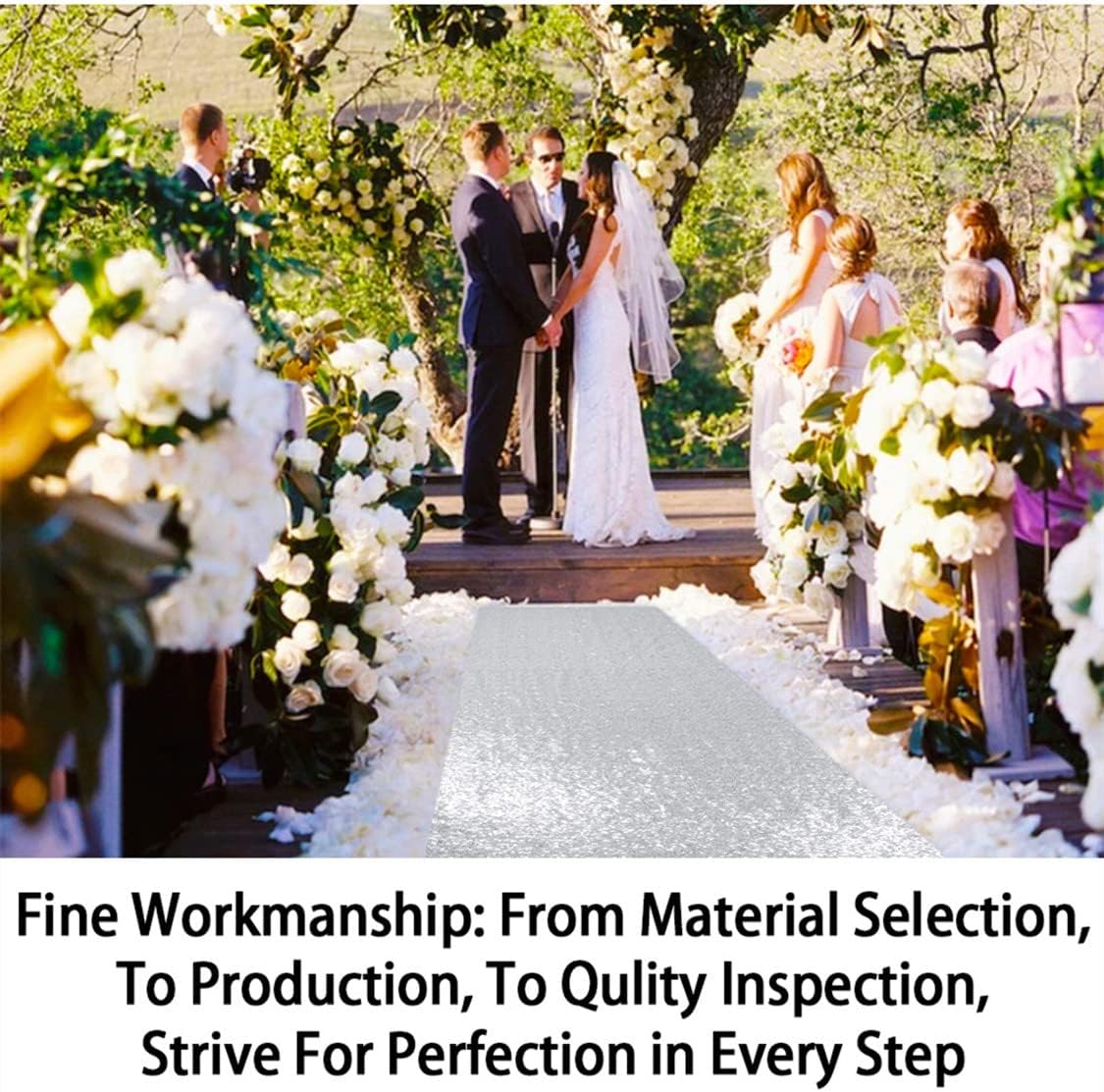 ShinyBeauty Silver Sequin Aisle Runner - 3FTx15FT for Wedding Ceremonies, Outdoor Events & Special Occasions