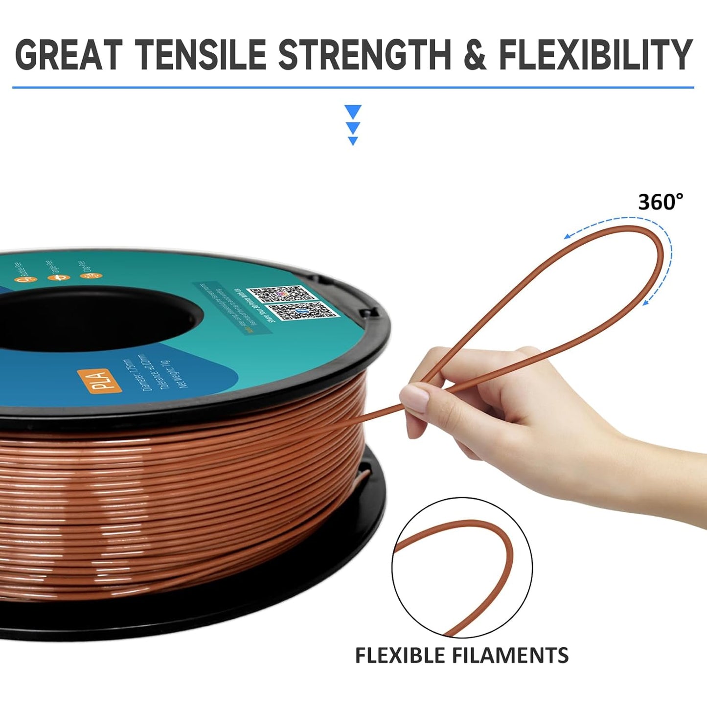 GIANTARM PLA Filament,Brown 3D Printer Filament 1Kg(2.2lbs) Spool,1.75mm Dimension Accuracy +/- 0.03mm,Fit Most FDM 3D Printers