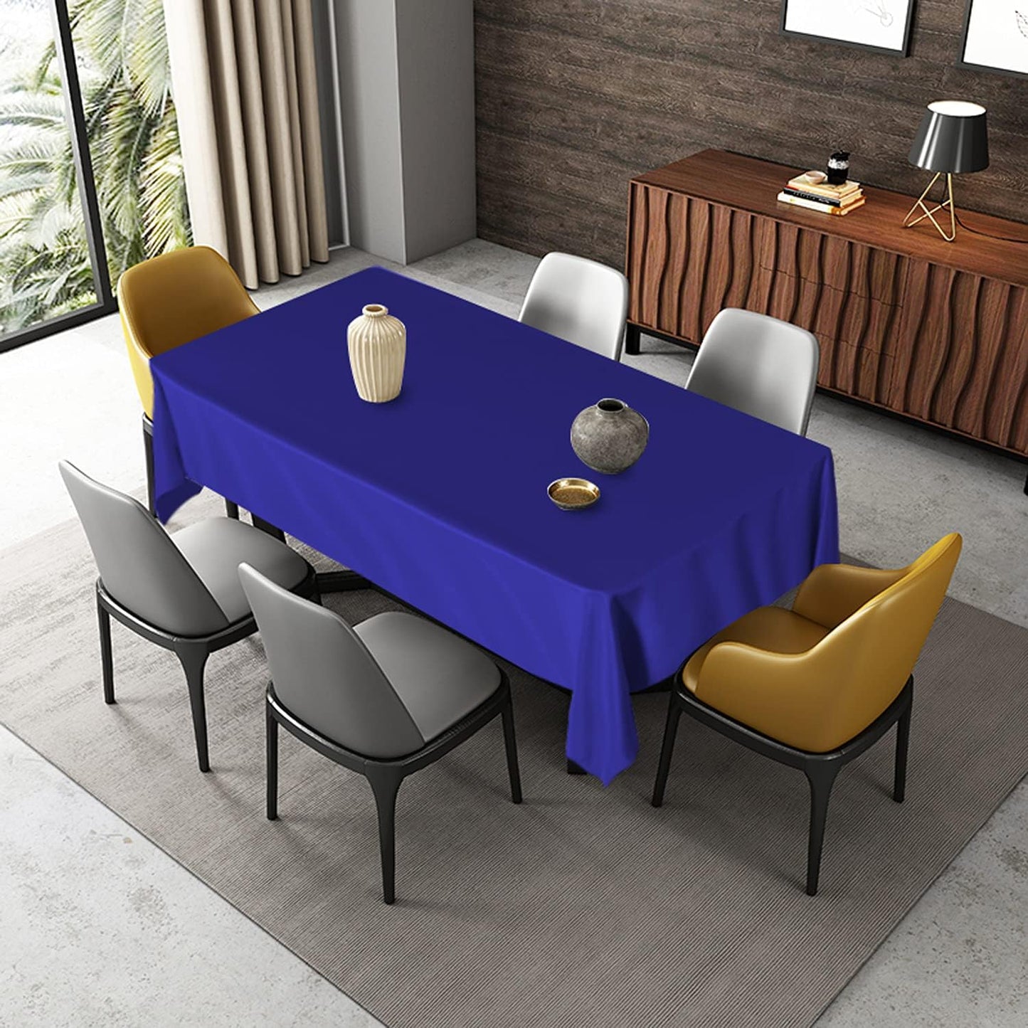 Fitable Rectangle Tablecloth Stain and Wrinkle Resistant Washable Polyester Table Cloth for Buffet Parties and Camping (60x84 inch, Sapphire)