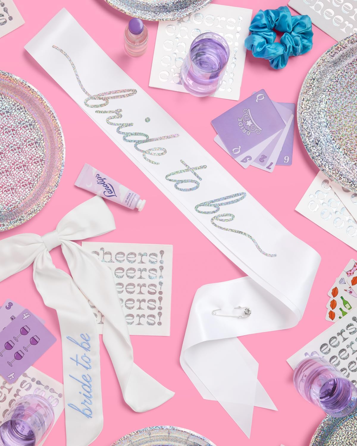 xo, Fetti White Satin Bride to Be Sash, Iridescent Foil | Bachelorette Wearable, Bridal Shower Accessory, Bridesmaid Gift, Bach Party Decoration, Engagement Party Supplies