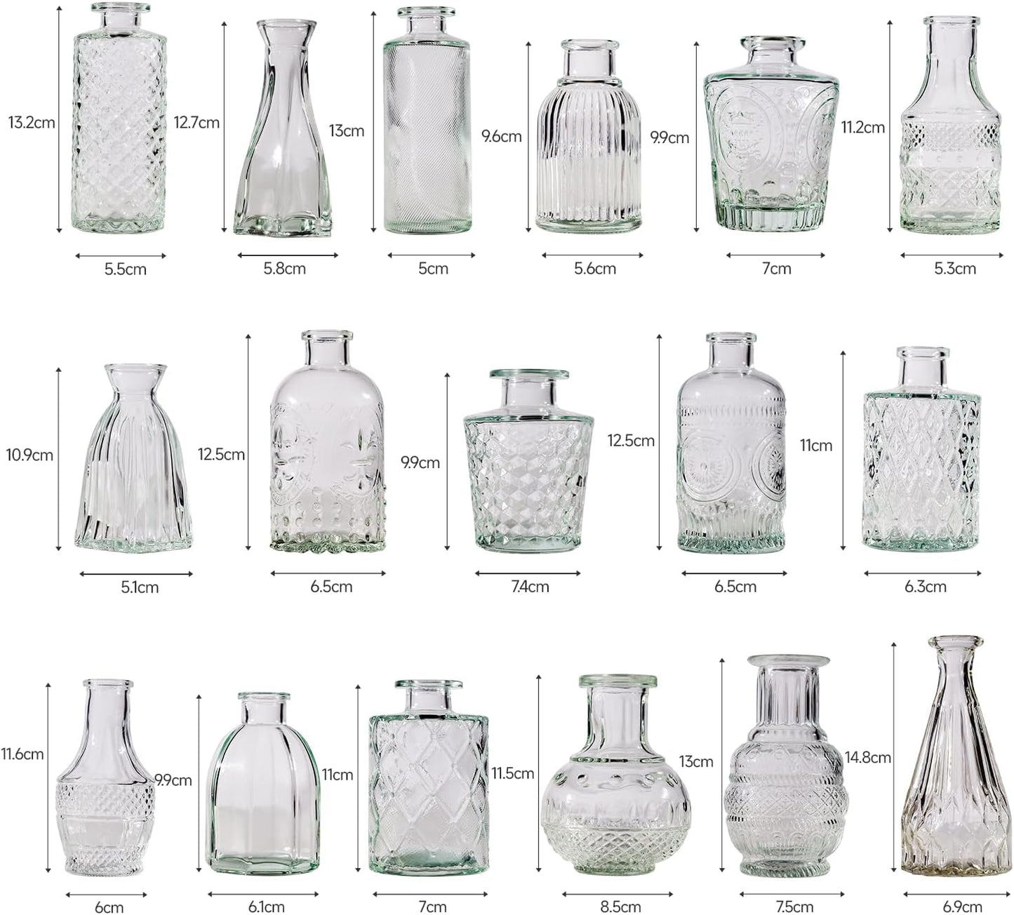 72 Pcs Bud Vase Set, Vases for Centerpieces, Cute Glass Bud Vases in Bulk, Small Vases for Flowers, Clear Vase Set for Wedding Decorations, Home Table Flower Décor