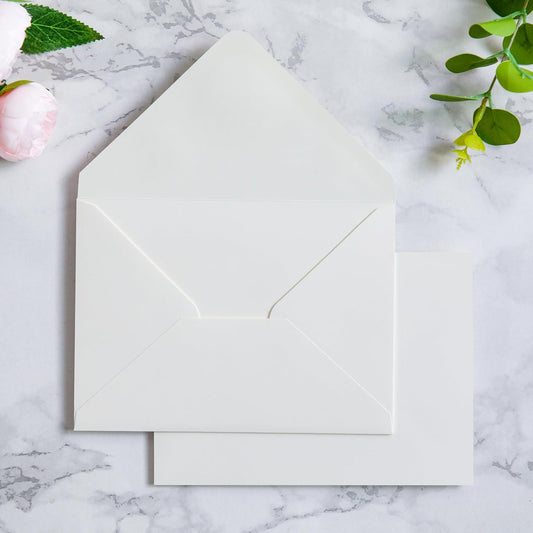 PONATIA 50 PCS A7 Envelopes, 5.25 x 7.48'' Matte Ivory Envelope, Perfect 5x7 Envelopes for Wedding Invitation Cards, Christmas Gift Cards Envelope, Acrylic Invitations, Photos