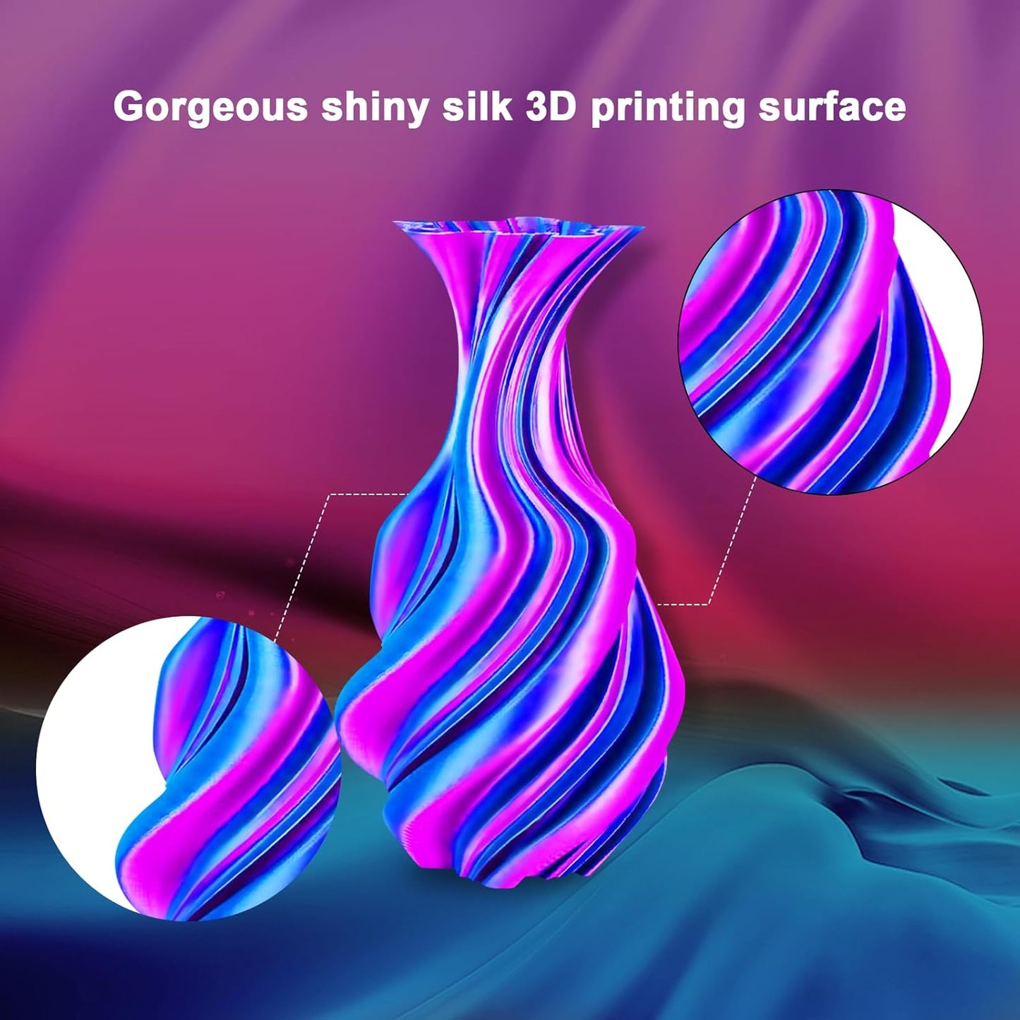 YOUSU Silk PLA Filament 1.75mm, 3D Printer Filament Dual Color Coextrusion Filament Silk Rose-Red Blue Color Change PLA, Compatible with Most of 3D Printer.