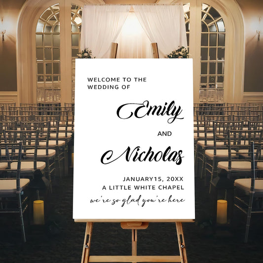 Personalized Wedding Welcome Sign Template, Modern Minimalist Reception Board, Editable Printable Wedding Sign