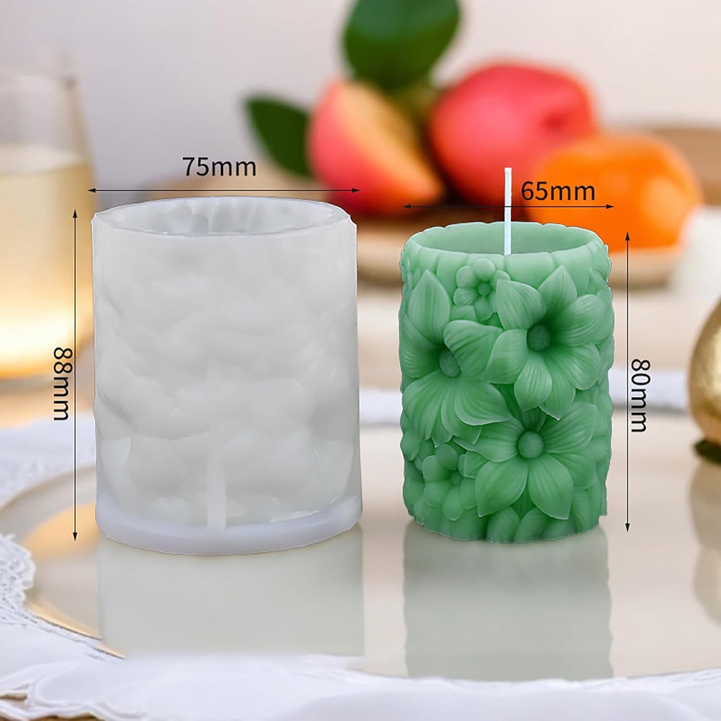 Rose Pillar Succulent Flower Silicone Wave Spiral Candle Mold - Silicone Resin Casting Molds for Candle & Resin & Soap Craft Supplies