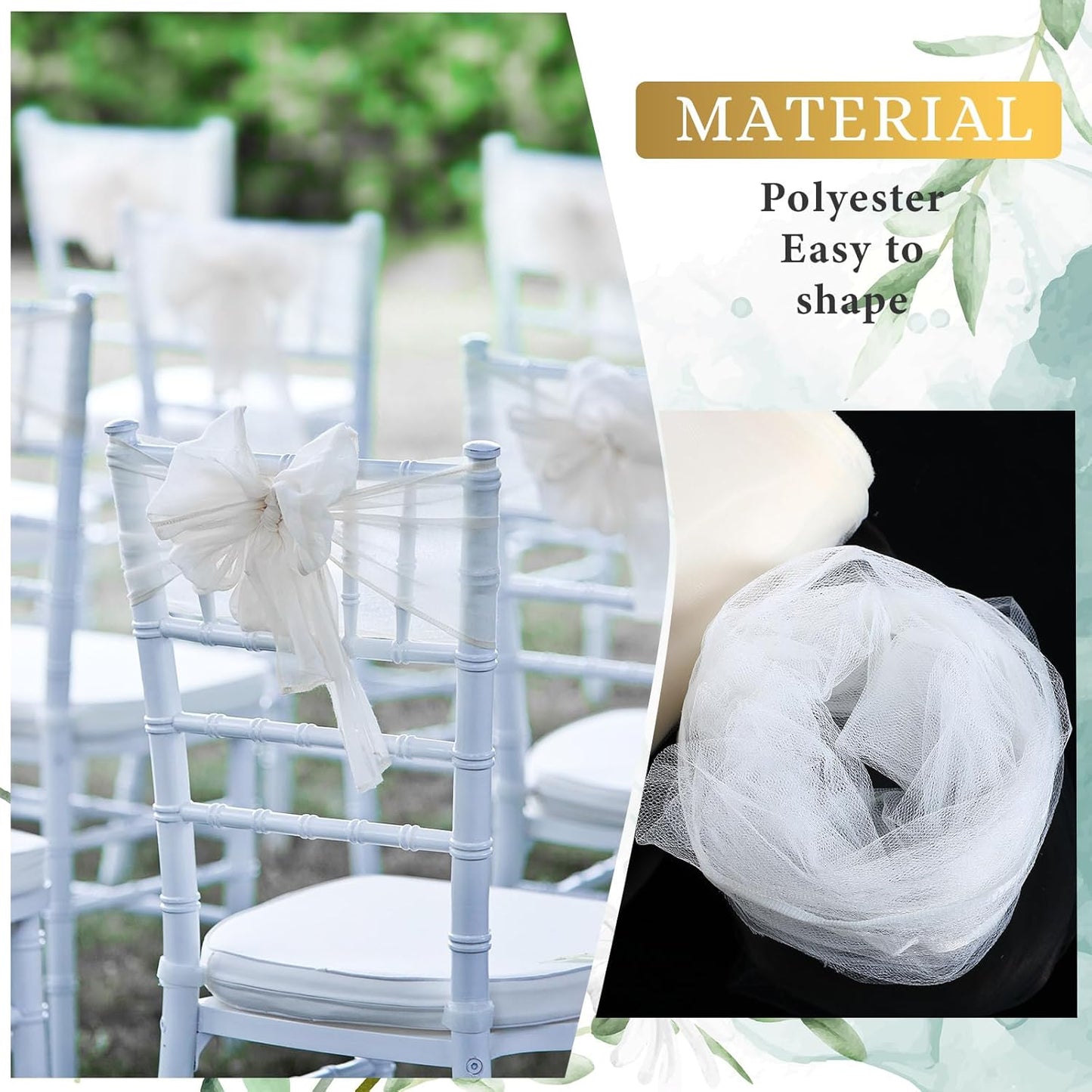 Timgle Tulle Fabric Rolls Bulk 54 Inch by 100 Yards (300 Ft) Tulle Ribbon Netting Fabric Spool Bolt for DIY Crafts Tutu Skirt Christmas Baby Shower Birthday Party Wedding Decorations(White)