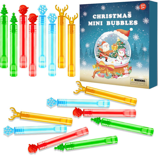 Christmas Party Favors Goodie Bags Stocking Stuffers for Kids 32 Pack, Small Mini Bubbles Wand Toys Gifts for Toddlers, Christmas School Classroom Party Supplies Prizes Treats Trinkets for Students