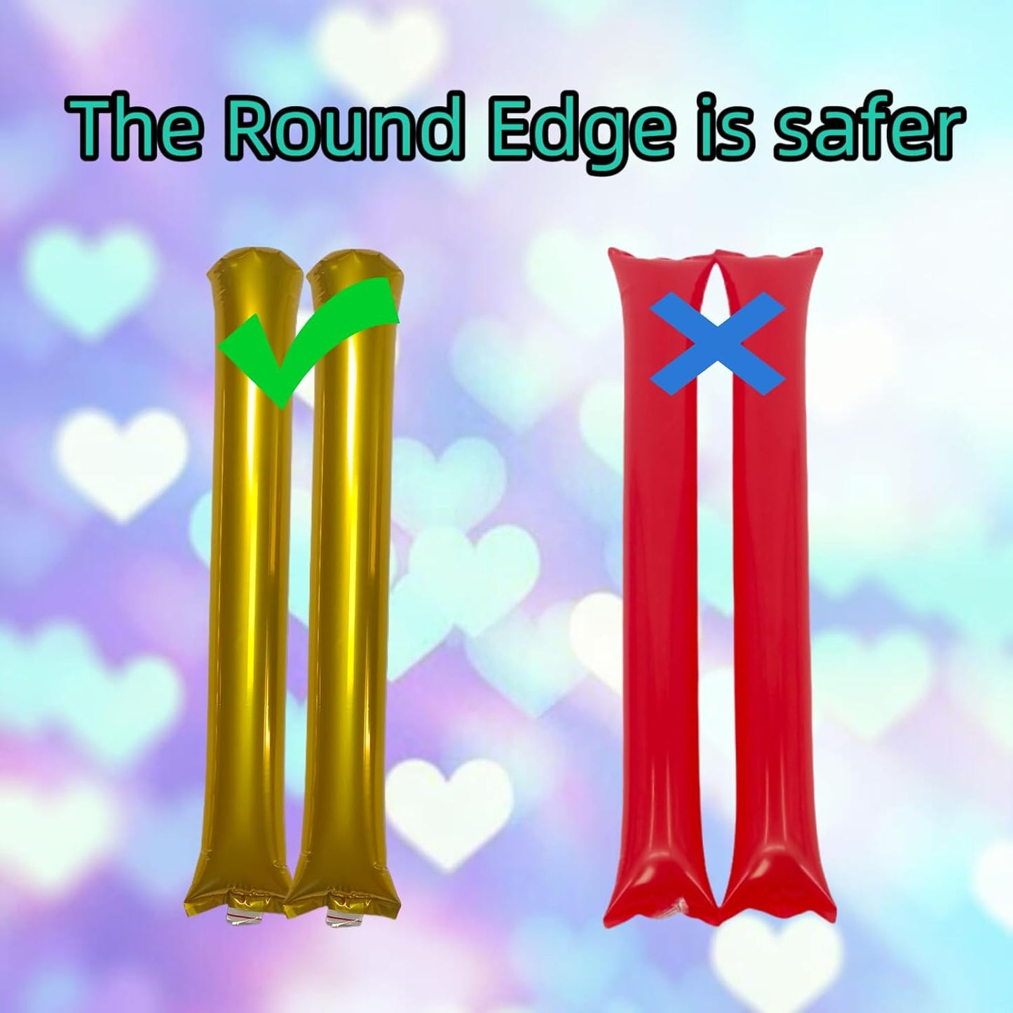 48pcs Round Head Boom Sticks Thunder Sticks Cheering Sticks Team Spirit Plastic Cheerleading Spirit Stick Clapper Inflatable Noise Maker Sports Supply (Golen)