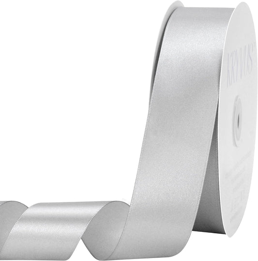 Silver Satin Ribbon 1-1/2 inch X Continuous 100 Yards, Single Face Polyester Ribbon Perfect for Gift Wrapping, Flower Bouquet, Wedding Decor, Crafts, Bow Making, Sewing and More