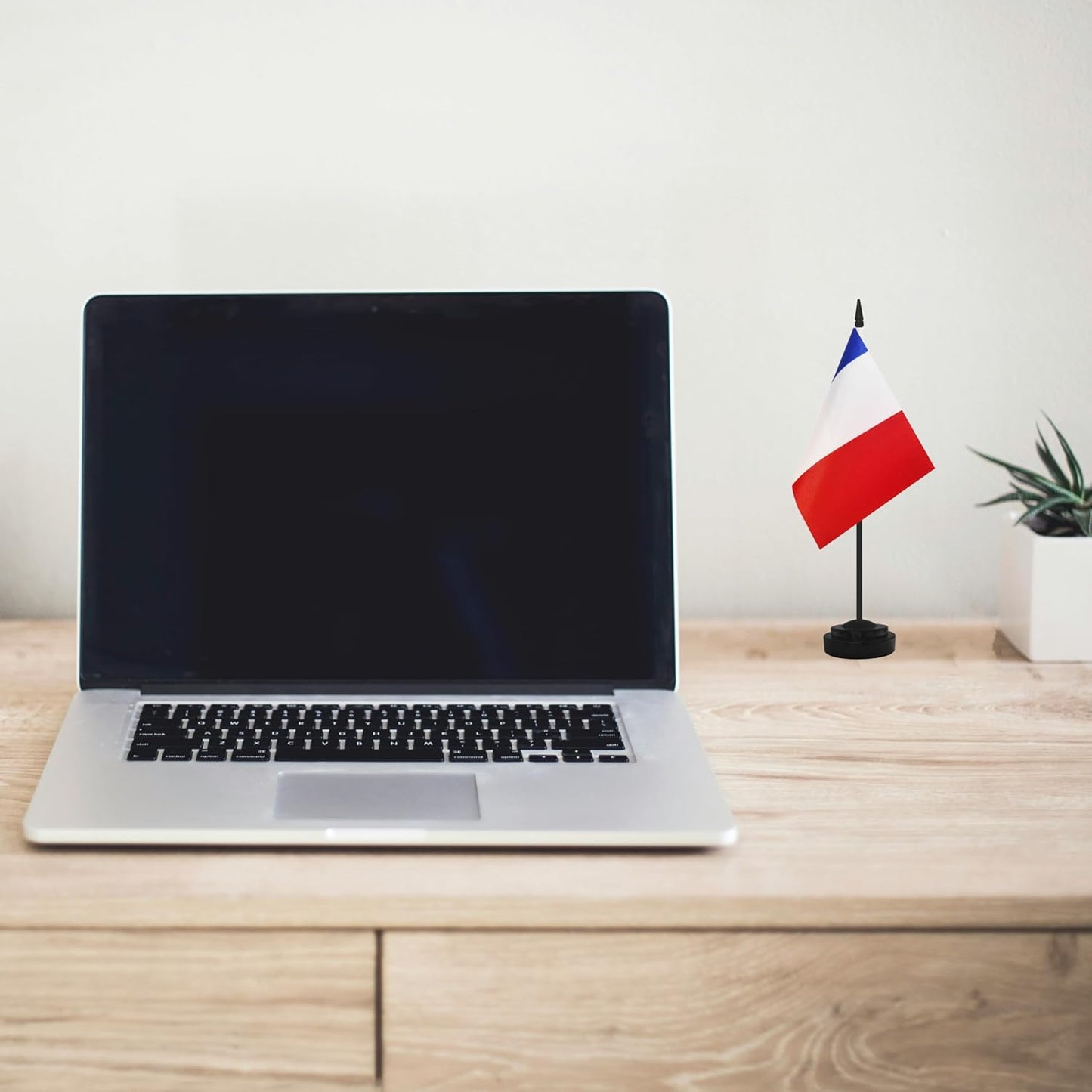 12 Pack France Desk Flags, French Desktop Flag, Small Miniature Office Flags with 12" Black Pole and Black Base, Offices, Classroom, Home, Festival Decoration (France)