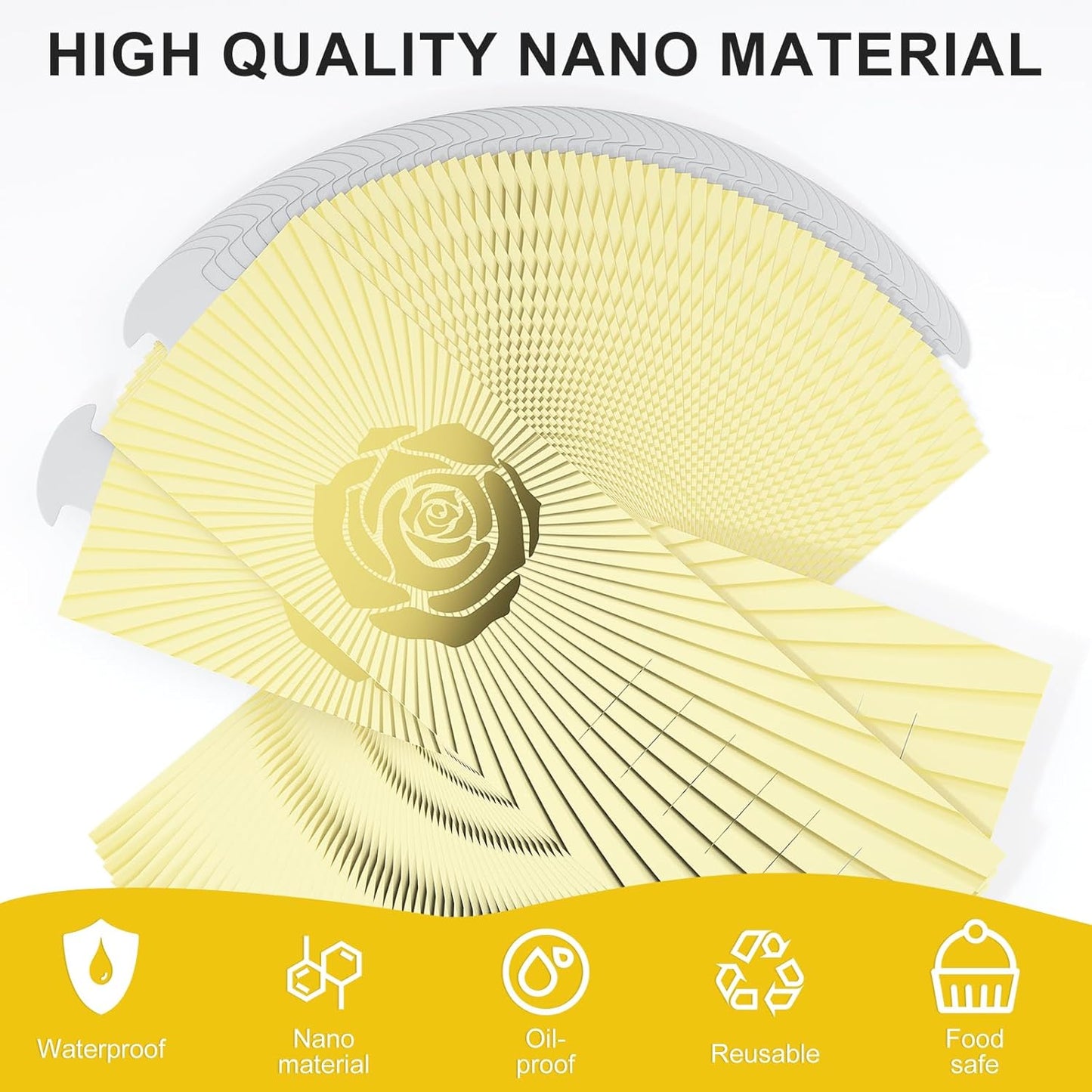 Polymer Material Reusable Napkin Band, Glue-Free Tear-Proof Water Resistant Oil-Proof Napkin Bands Set of 200(Front Gold Color and Back Silver), 6 Adjustable Sizes Napkin Rings