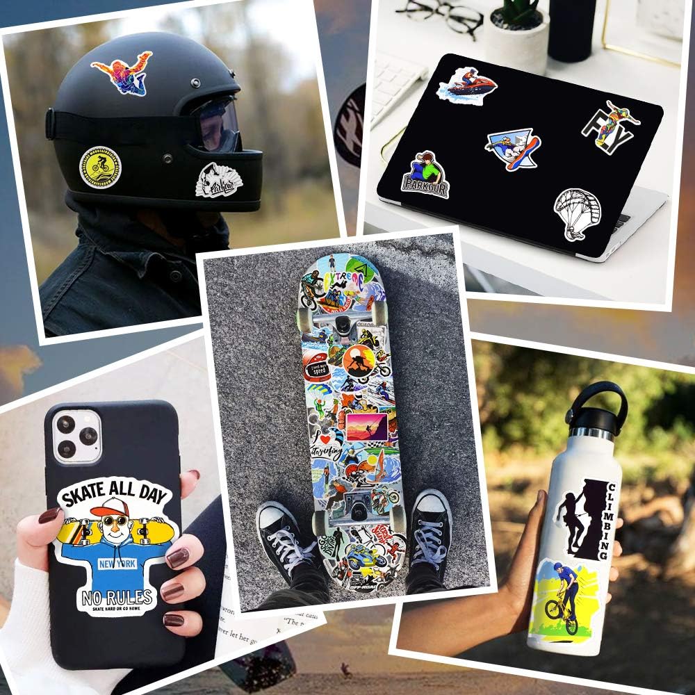 QTL Sport Stickers for Teens Kids Sport Stickers for Water Bottle Skateboard Laptop Waterproof Vinyl Packs 50Pcs
