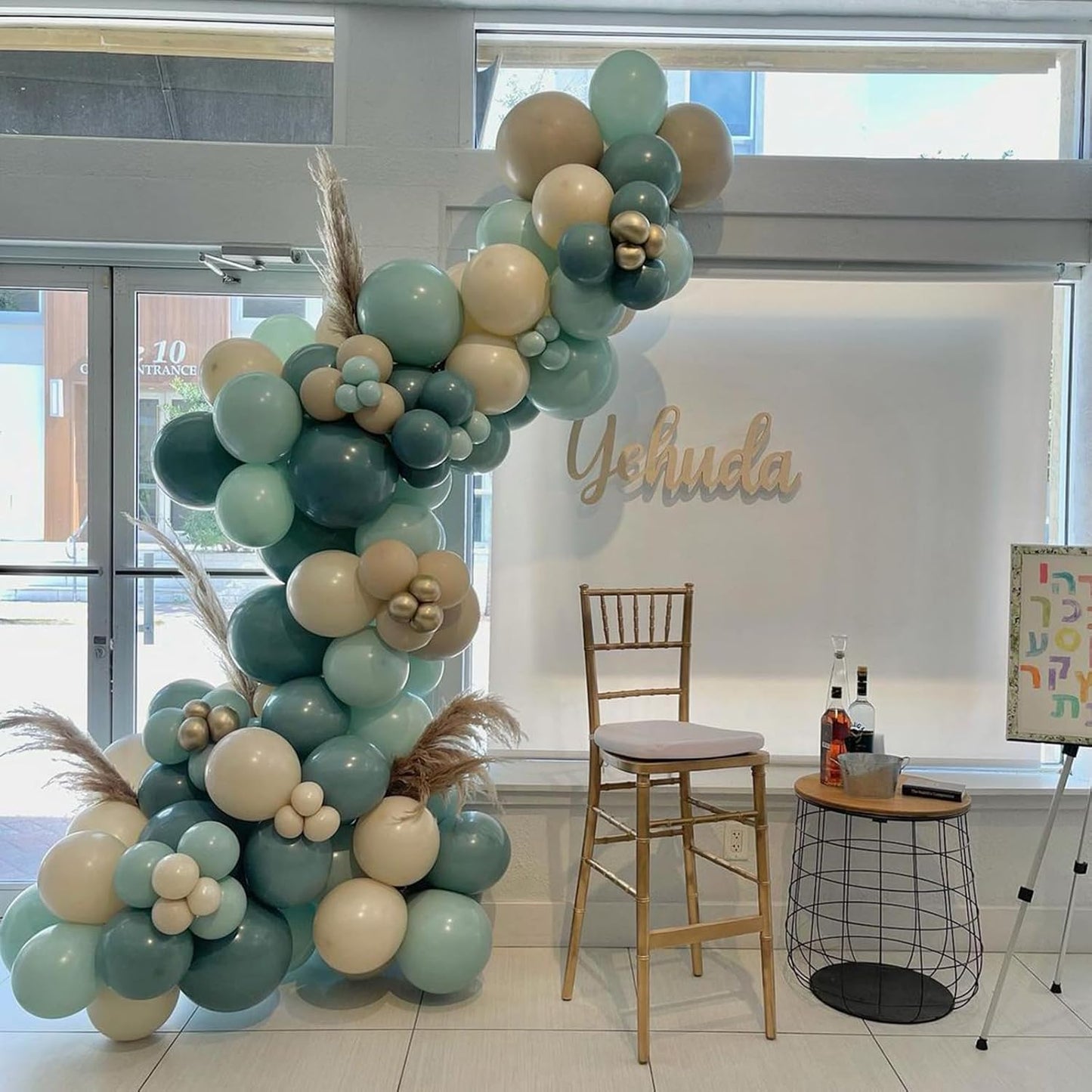 60 Pack Dusty Blue Gold Balloons, Slate Blue White Sand Teal Turquoise Crem Beige Latex Balloon Set Confetti Helium Balloon for Birthday Boho Baby Boy Shower Wedding Party Decorations