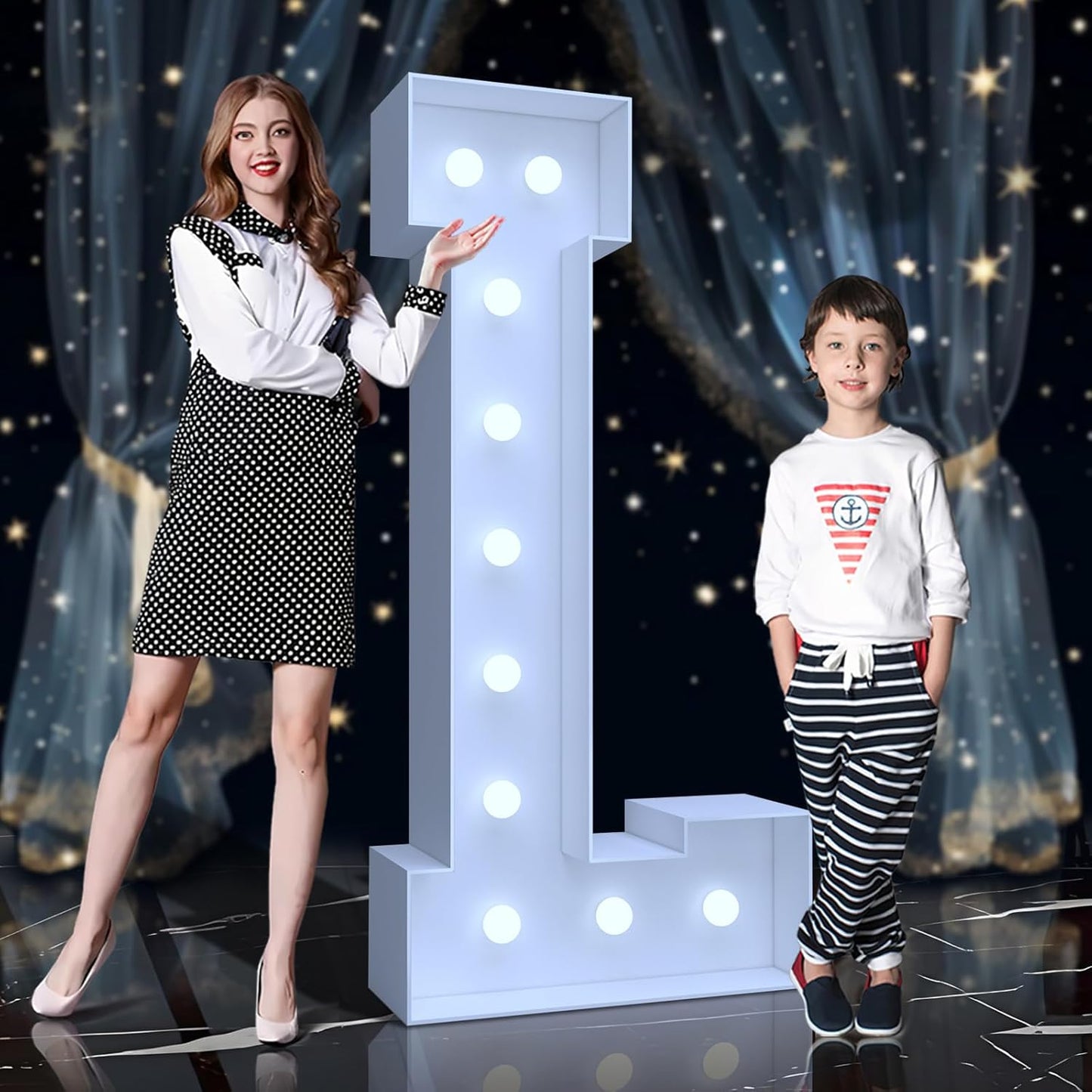 4FT Marquee Light Up Letters L – Cool White LED, Easy to Assemble Foam Board with Back Support, Large Marquee Light Up Letters for Birthday, Wedding, Party, Anniversary, Baby Shower Decor