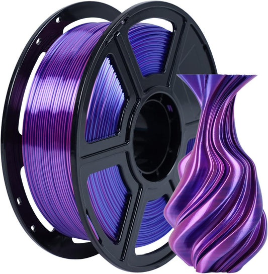 FLASHFORGE Silk Dual Color Filament, Blue and Rose 2 in 1 Coextrusion Silk PLA Filament 1.75mm, 3D Printer Filament Color Change 1kg(2.2lbs) Spool, Dimensional Accuracy +/- 0.02mm