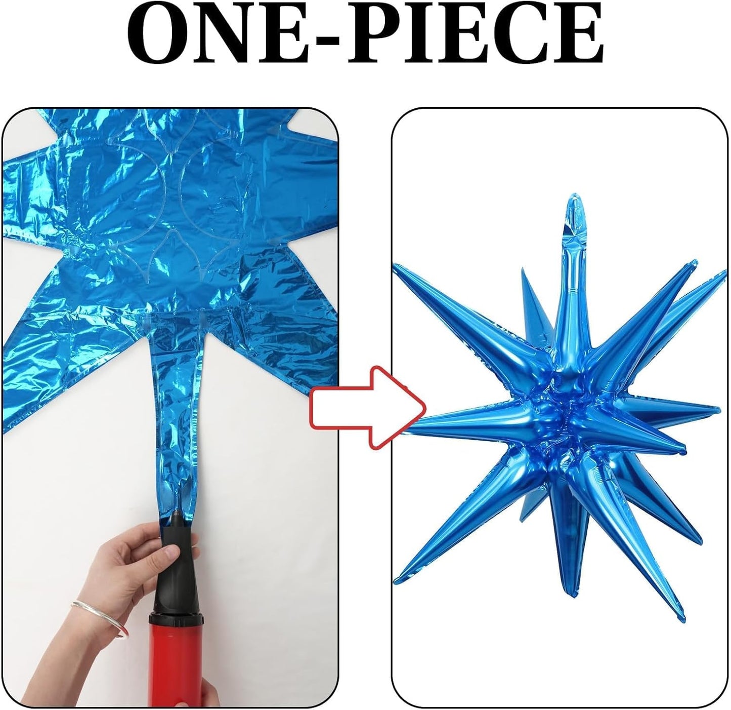 Blue Star Balloons 12pcs, 27/22 Inch Foil Star Explosion Balloons, Large Spike Mylar Cone Balloon, Fireworks Shape Balloon Party Decor for Men Boys Birthday Space Theme Backdrop