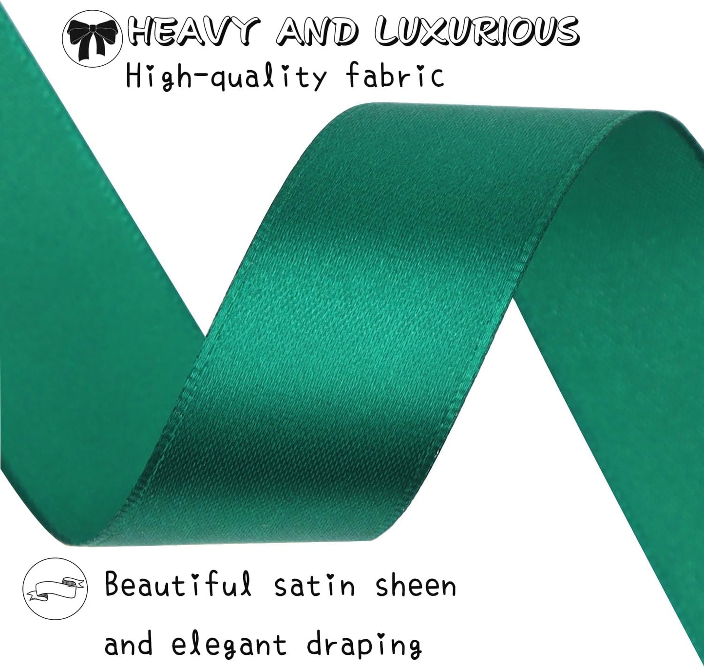 Dark green Solid Satin Ribbon 1 Inch 25 Yards Solid Polyester Fabric Ribbon for Gift Wrapping Wedding Christmas Baby Shower Birthday Party Decoration Handmade Immortal Flower Craft