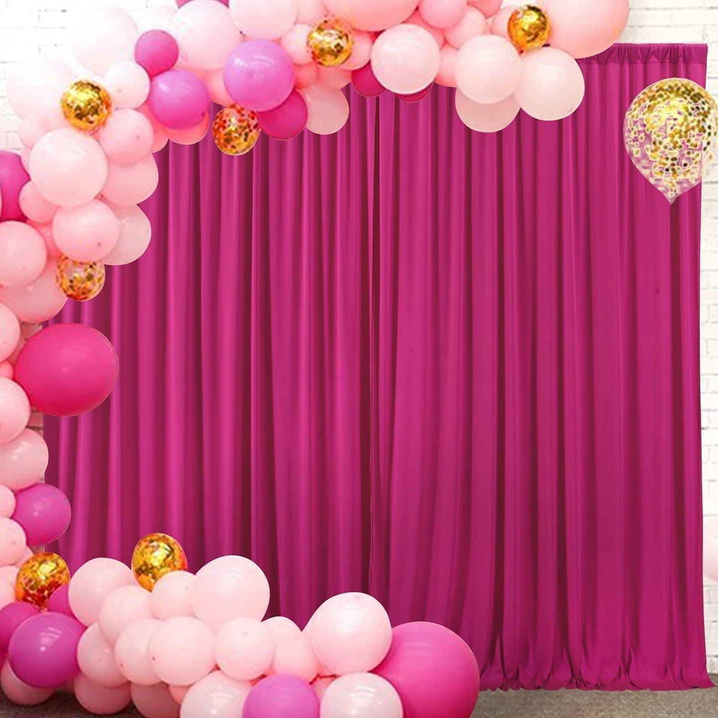AK TRADING CO. 10 feet x 10 feet Polyester Backdrop Drapes Curtains Panels with Rod Pockets - Wedding Ceremony Party Home Window Decorations - Fuchsia