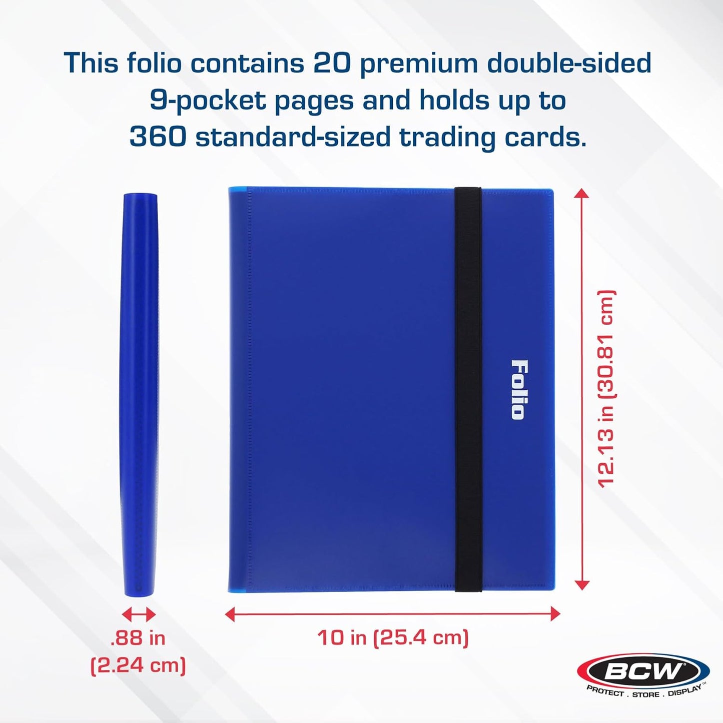 BCW Basics Folio 9-Pocket Card Album - Blue | Archival Safe, Side-Loading Binder | Premium Storage Solution for Trading Cards, Sports Cards, and More | 360-Card Capacity