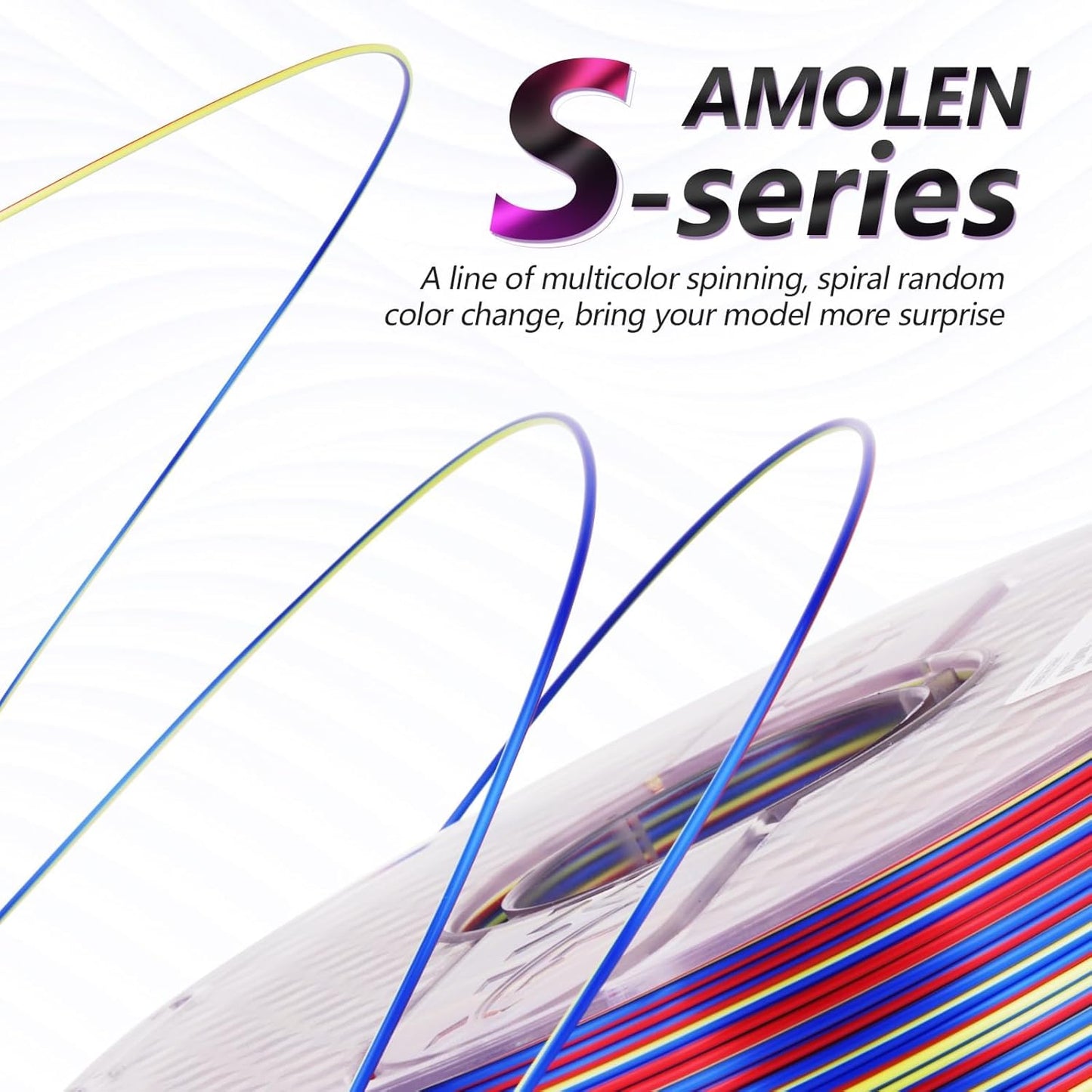 AMOLEN Silk PLA 3D Printer Filament, Shiny Multicolor Rainbow PLA Filament 1.75mm, Fast Color Change PLA 3D Printing Filament for Most FDM 3D Printer, Blue Red YellowGreen