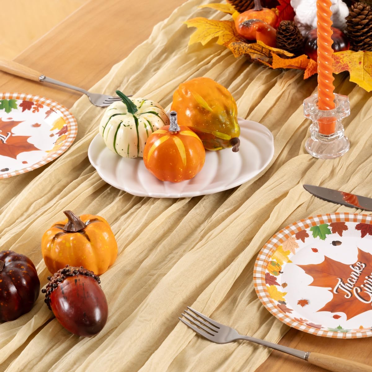 Champagne Gold Cheesecloth Table Runner 6 Pack Fall Table Runners Boho Gauze 120 Inches Champagne Cheese Cloth Fall Table Decorations for Thanksgiving Wedding Bridal Baby Shower Parties