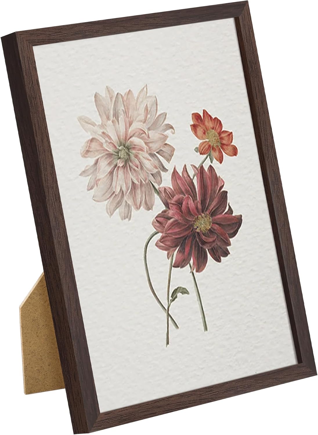 upsimples 5x7 Picture Frame Set of 3, Made of High Definition Glass for 5 x 7, Wall and Tabletop Display Thin Border Photo Frames for Home Decor, Brown