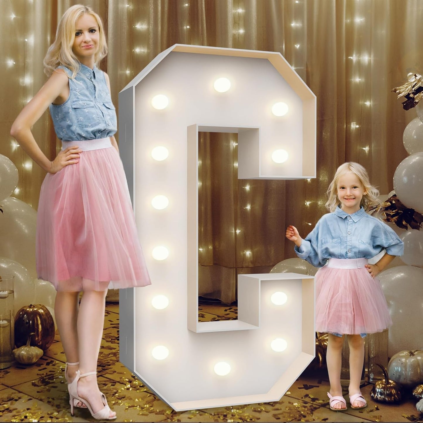 4FT Marquee Light Up Letters C,Party Decoration Large Marquee Light Up Letters with Weighted Water Bag,Pre-cut Foam Board Set Can Be Used for Birthdays,Weddings,Baby Anniversaries