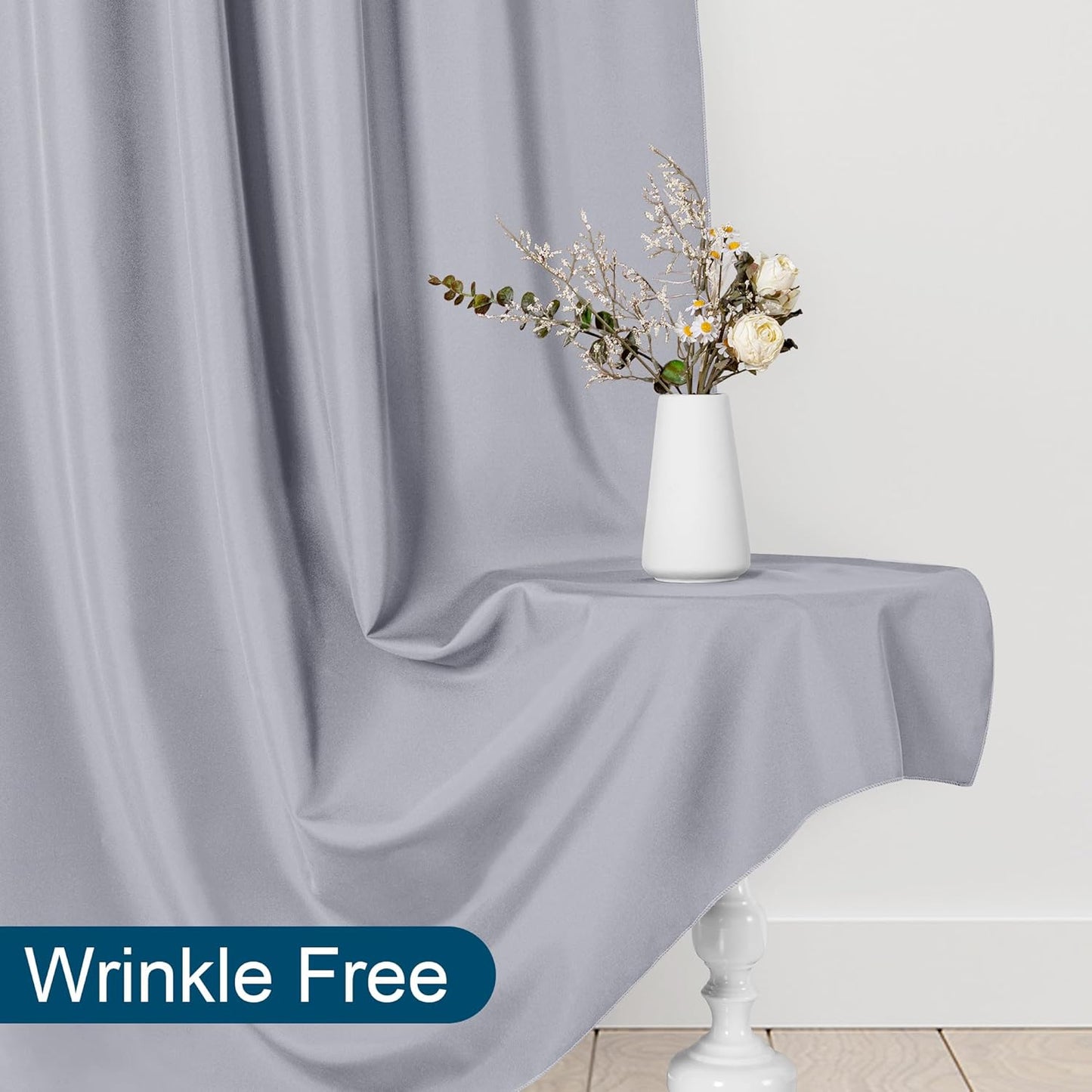 DWCN 10x7 FT Silver Gray Backdrop Curtains for Parties, Photography Backdrop Drapes with Rod Pockets for Wedding Decorations Stage Birthday Family Gatherings, 2 Panels 5ft x 7ft