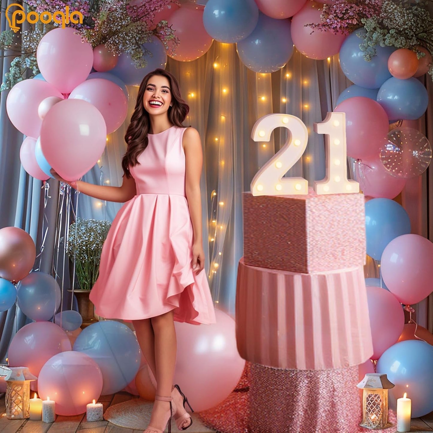 Pooqla 21st Birthday Decorations for Her Him, Light Up Number 21 for Party Table Decorations, 21st Birthday Gift for Women Men, Backdrop Wall Decor for 21st Wedding Anniversary Decoration