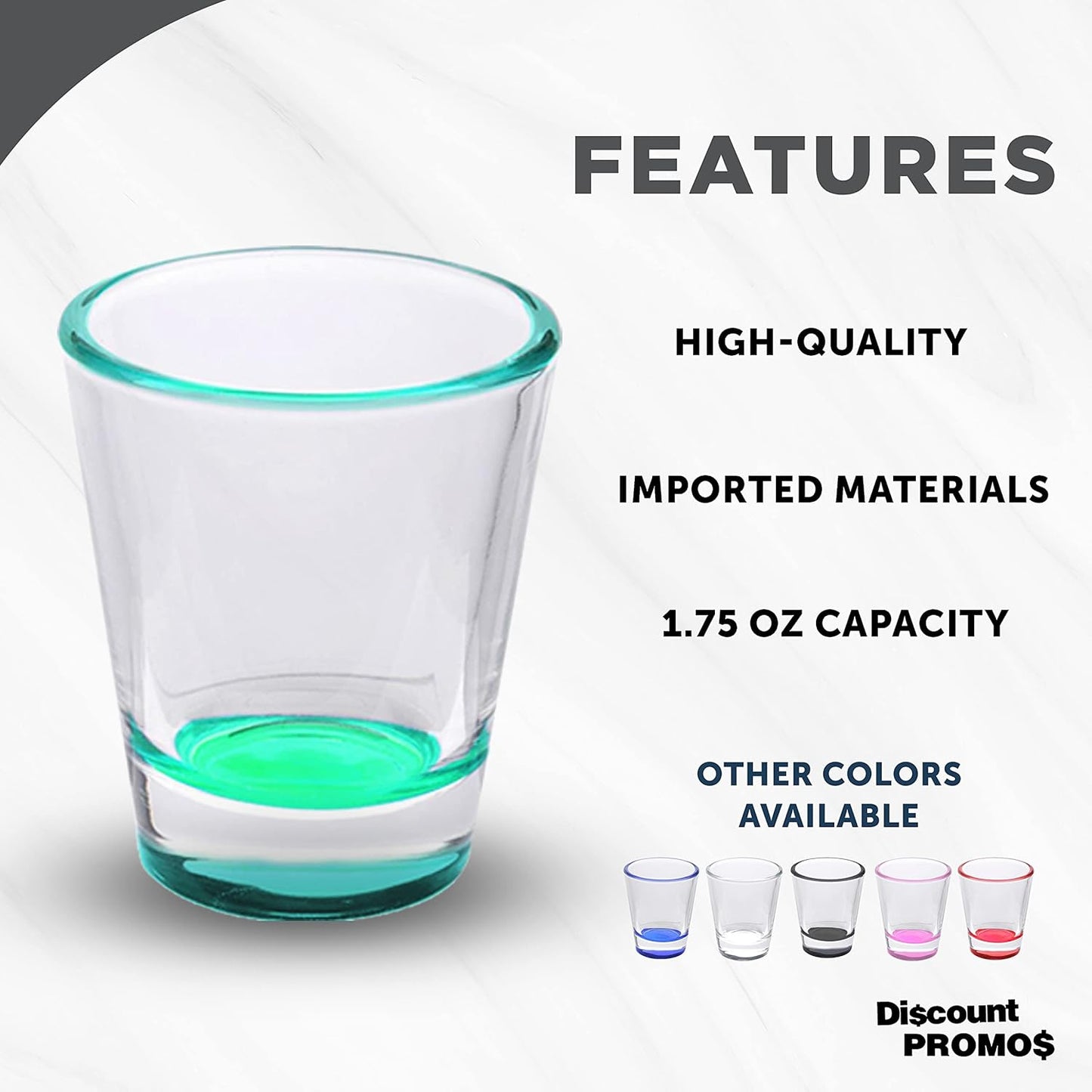 DISCOUNT PROMOS Shot Glasses Set 1.75 oz. Set of 10 Bulk Pack, Wedding Favor, Birthday Party, Tequila Shot Glasses, Vodka Shot Glass - Green Bottom Color