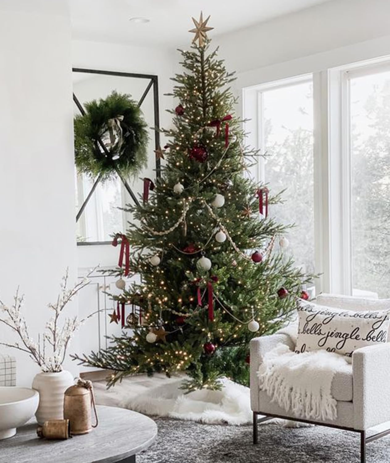 Burgundy Velvet Ribbon 5/8'' 25 Yards for Christmas Tree, Gift Wrapping, Flower Bouquet, Wreath Decorations, Bow Making