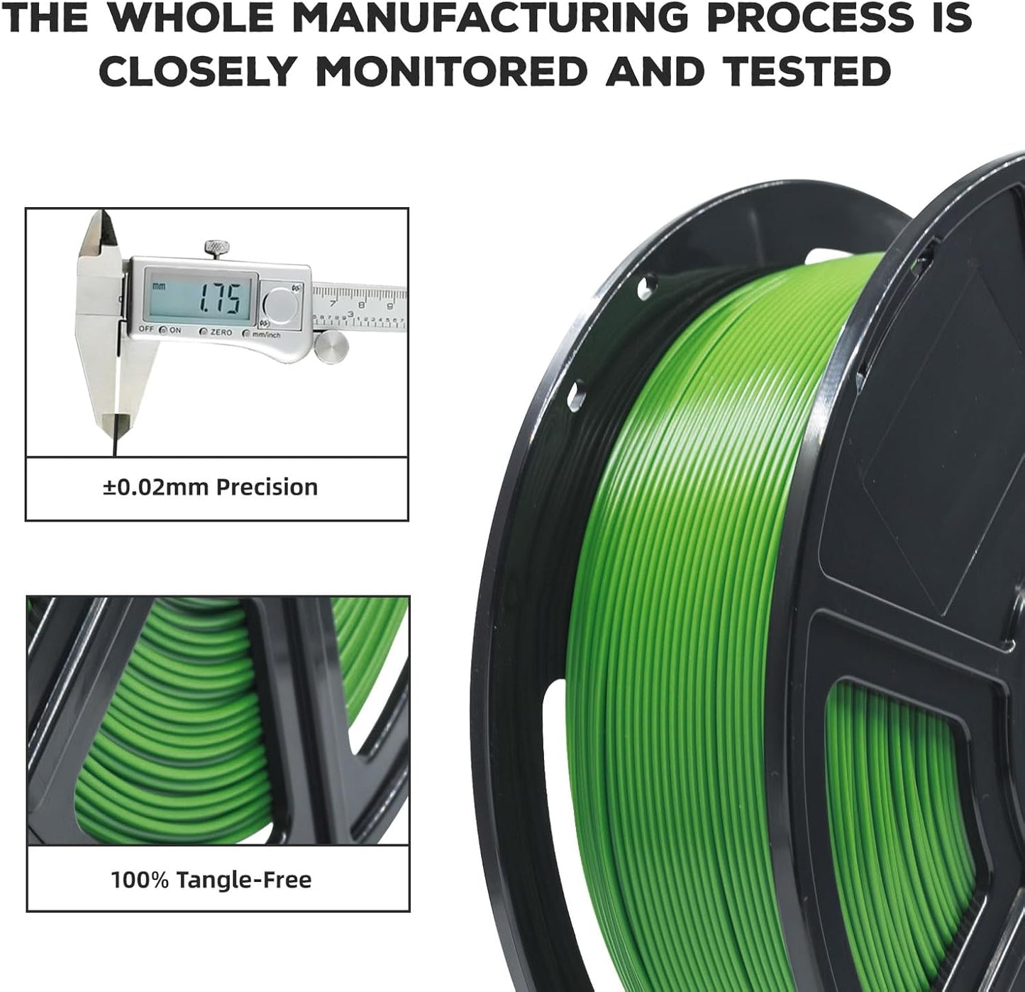FLASHFORGE PLA Filament 1.75mm, 3D Printer Filament 1kg (2.2lbs) Spool, Dimensional Accuracy +/- 0.02mm, 3D Printing Filament Easy to Use and Fits for Most FDM 3D Printers (Green)