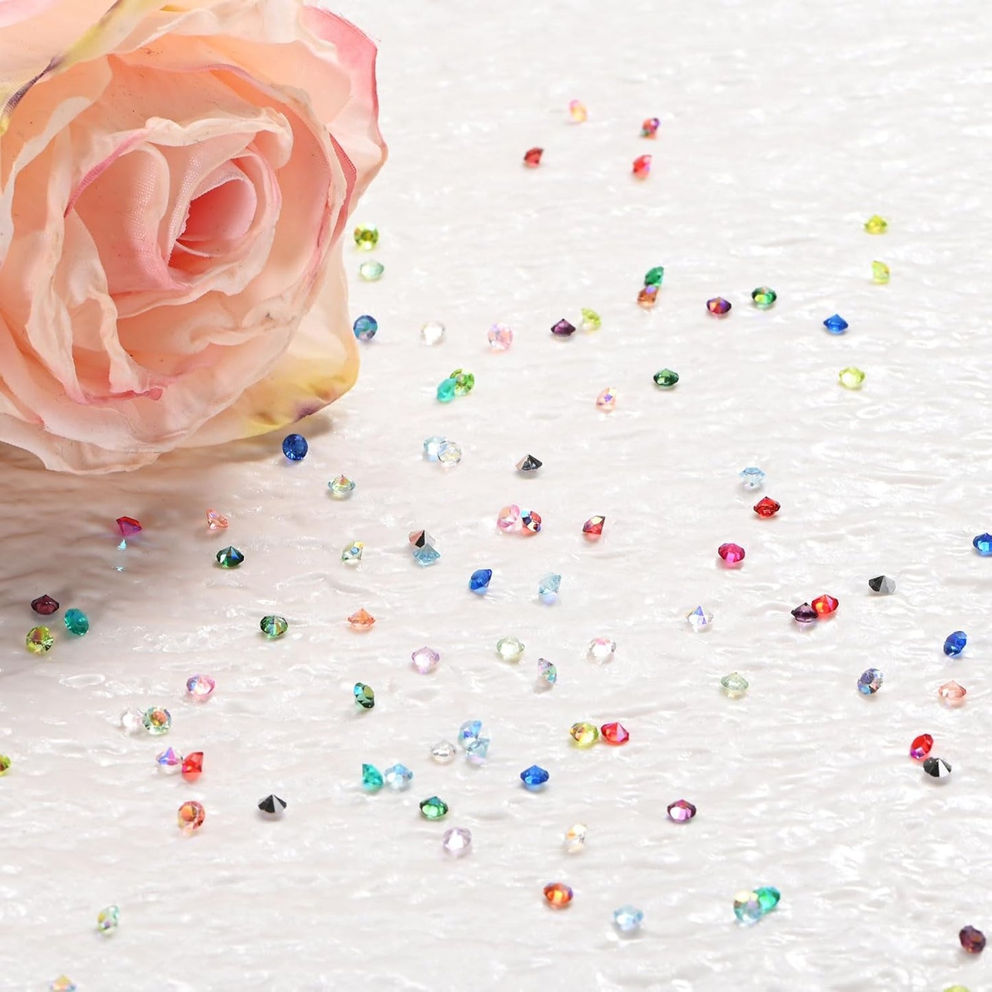 14400-Pack Acrylic Diamonds, 0.12 Inch/3mm Wedding Table Scatter Confetti Crystals for Vase Fillers/Art Craft, Acrylic Diamonds Gems [Light Pink AB]