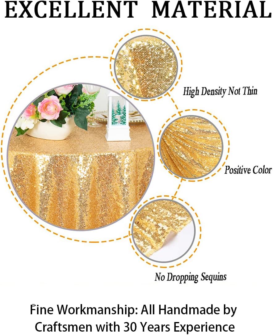 ShinyBeauty Sequin Tablecloth Table Linen Table Cover Table Overlays for Wedding Party Decor Backdrops ~1122S (54x54-Inch, Gold)