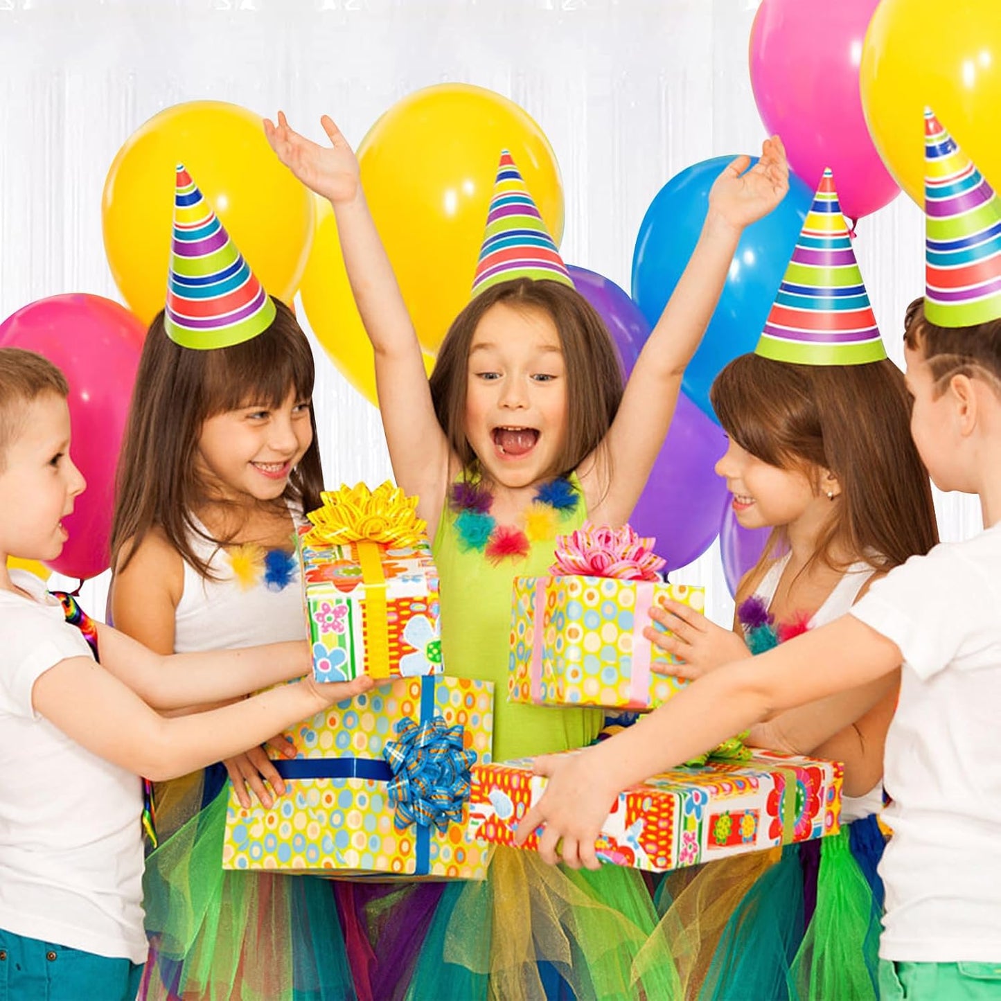 10 Pack White Foil Curtain Backdrop 3.2ft x 9.8ft Black Metallic Tinsel Foil Fringe Curtains Streamer Photo Booth Backdrop for Birthday Party Engagement Bachelorette Party Decorations (White)