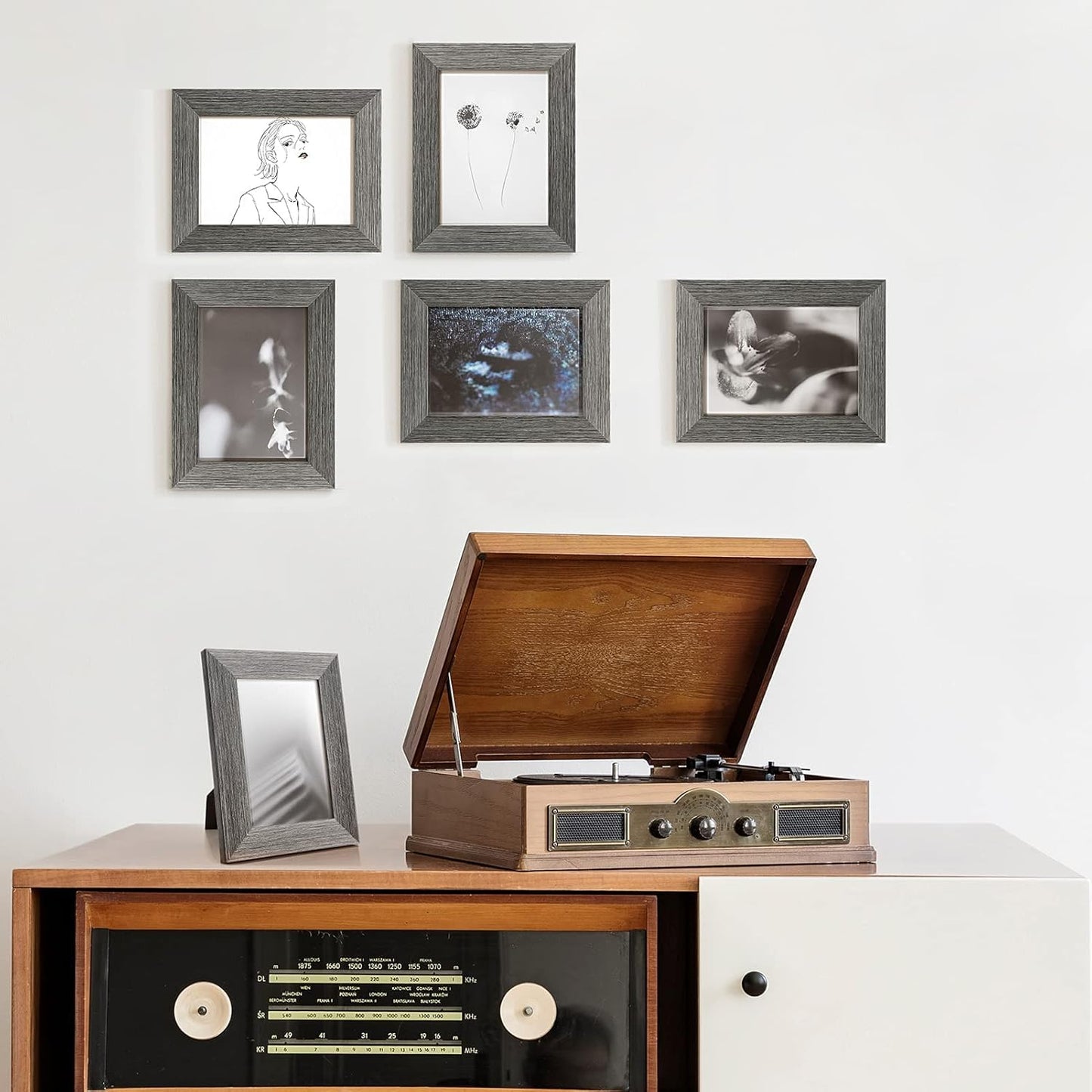 TWING 4X6 Picture Frames Collage Set of 6, Photo Collage Frame for Wall Decor or Table Top Display Gray