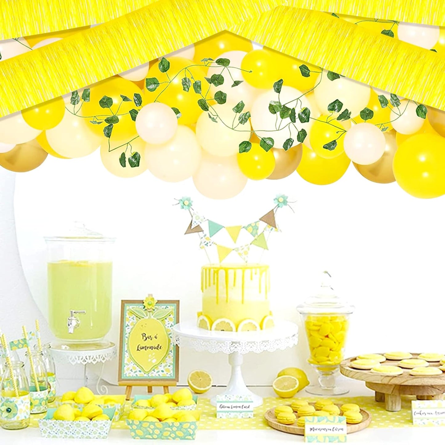 6 Pack 10 Feet Foil Fringe Garland Metallic Tinsel Streamers Banner Wall Hanging Curtain Backdrop Banner for Parade Floats, Thanksgiving, Christmas, Birthday, Halloween Party Decorations(Yellow)