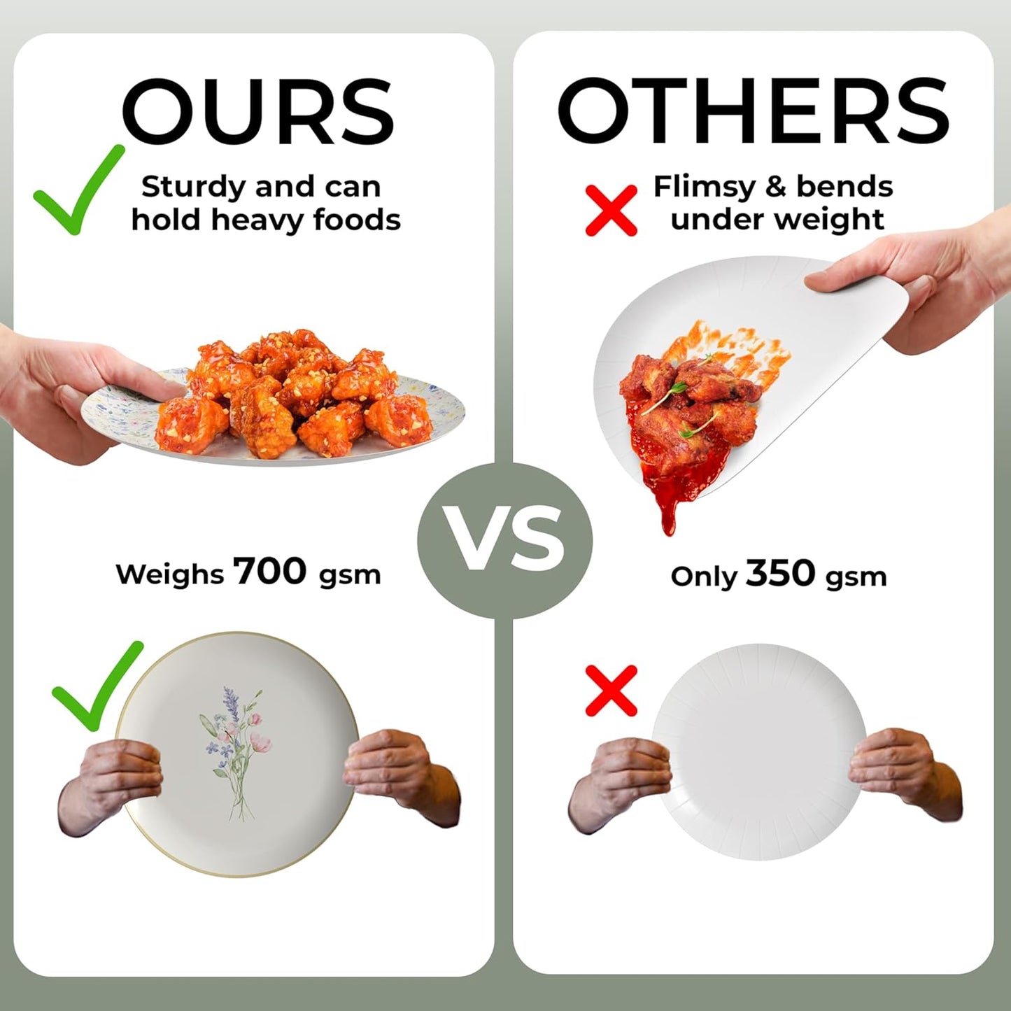 Trendables Heavy Duty Paper Plates Set For 16 Guests - 16 Each Of 8-inch And 10-inch Disposable Plates For Party - Fancy 32 Piece Dinnerware Set For All Occasions | Floral Design, Charm