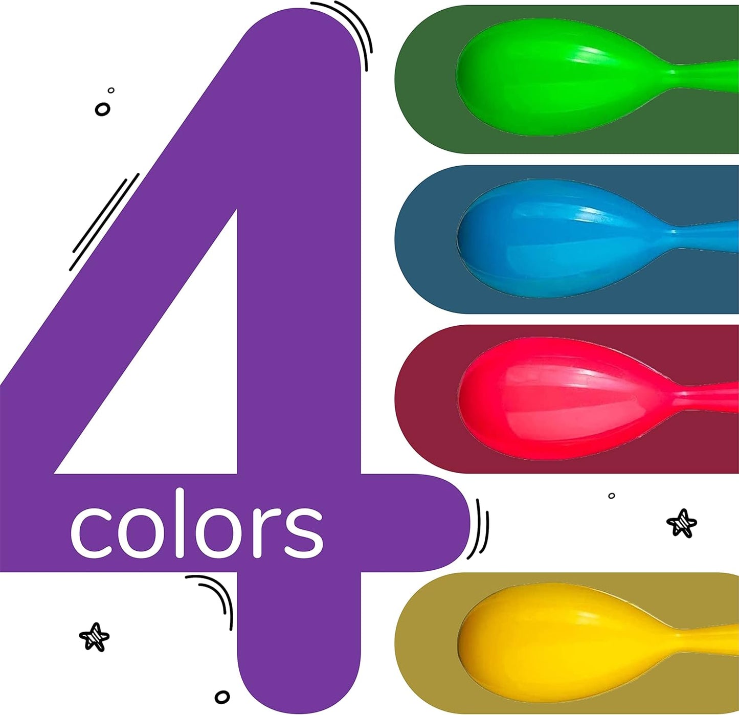 Add Life to The Party! 24 Neon Maracas, Adorable Party Favors, Noisemaker for Birthday Parties, 4" Neon Maracas - for Mexican Fiesta, Luau Party, Or Classroom Musical Fun (1 Dz Pairs)